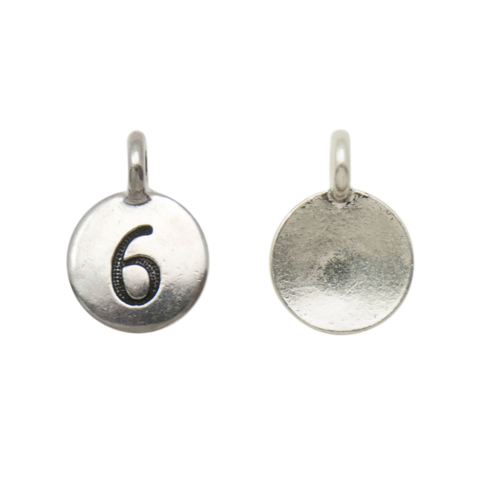 antique silver plated alphabet charm number 6 | 1pc