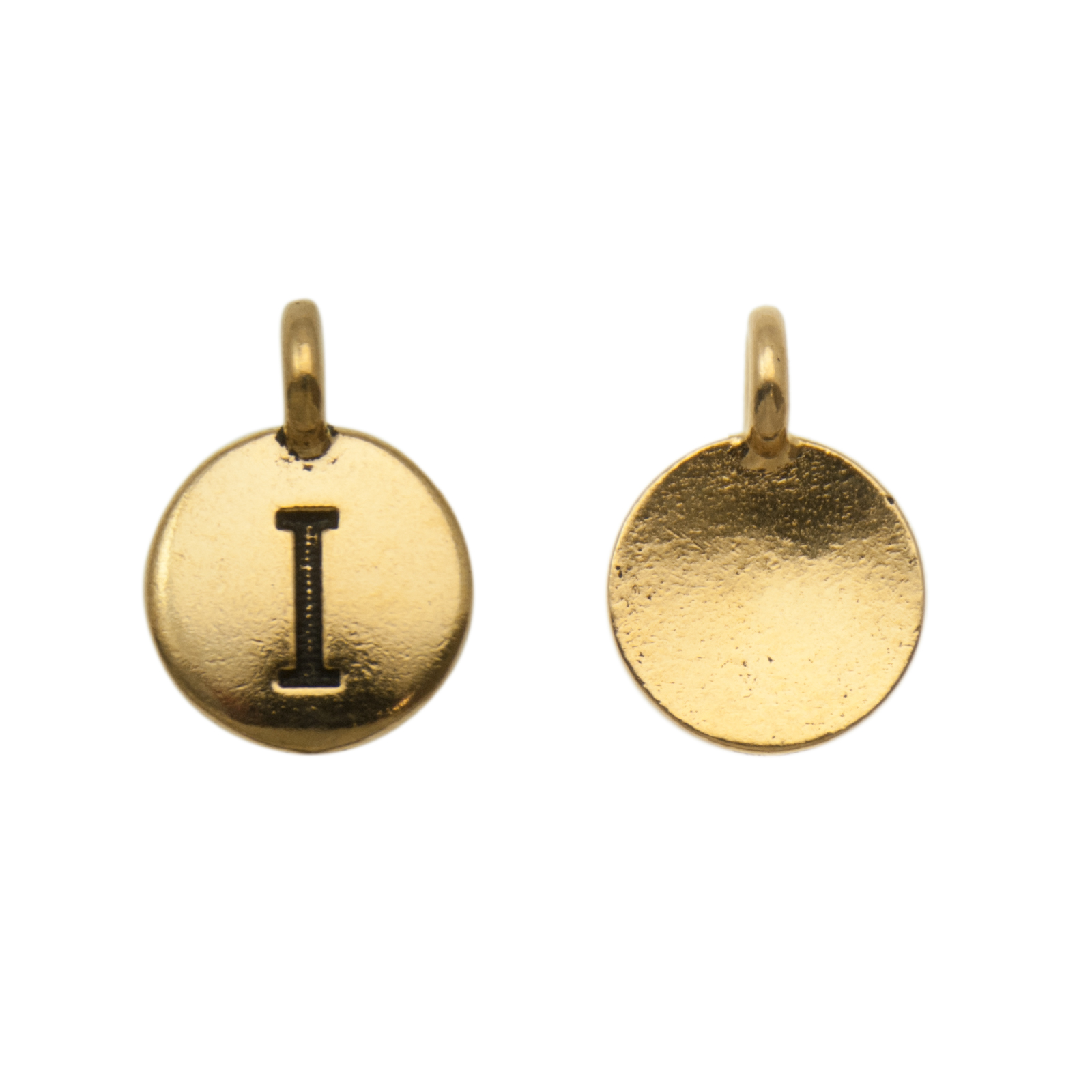 antique gold plated alphabet charm letter i | 1pc