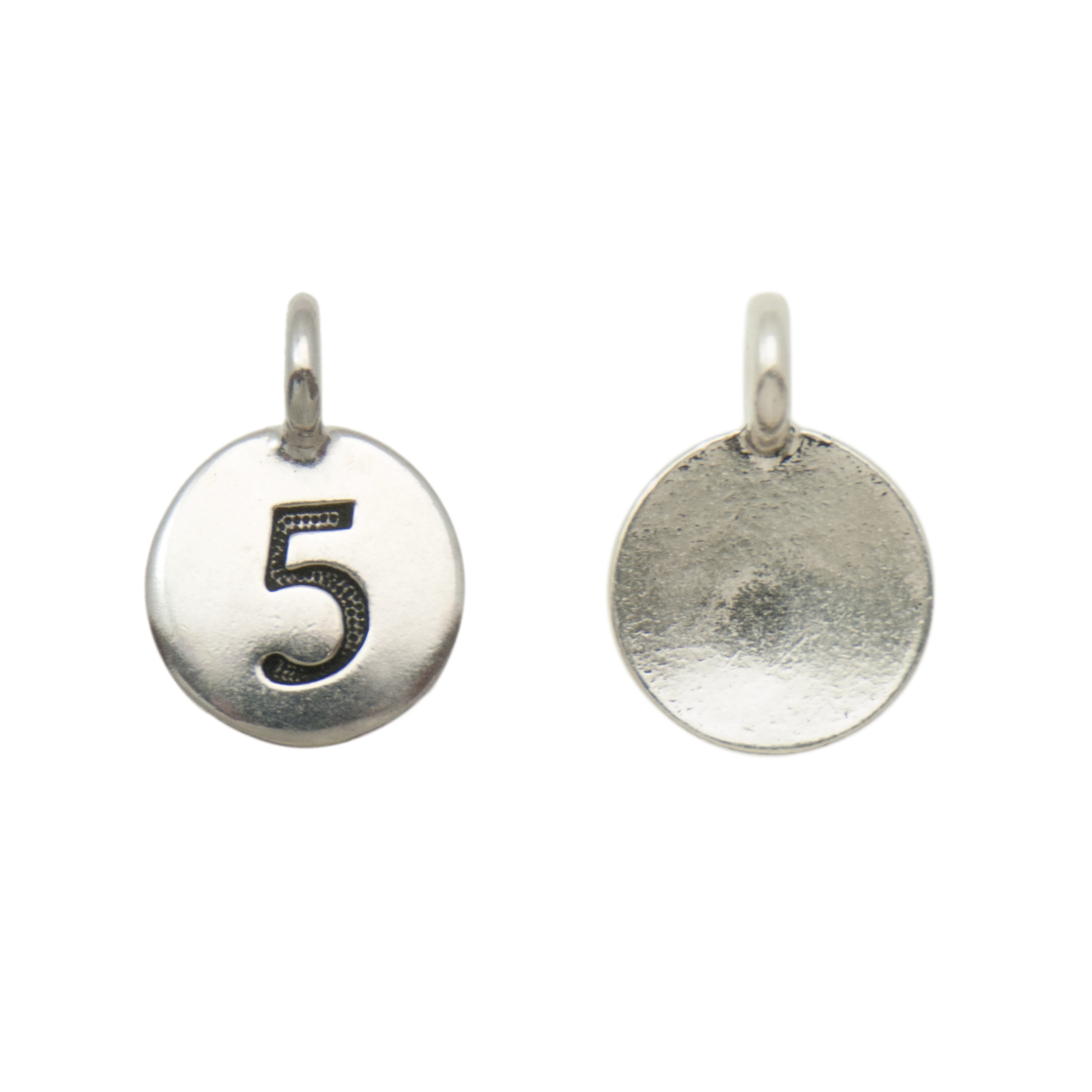 antique silver plated alphabet charm number 5 | 1pc