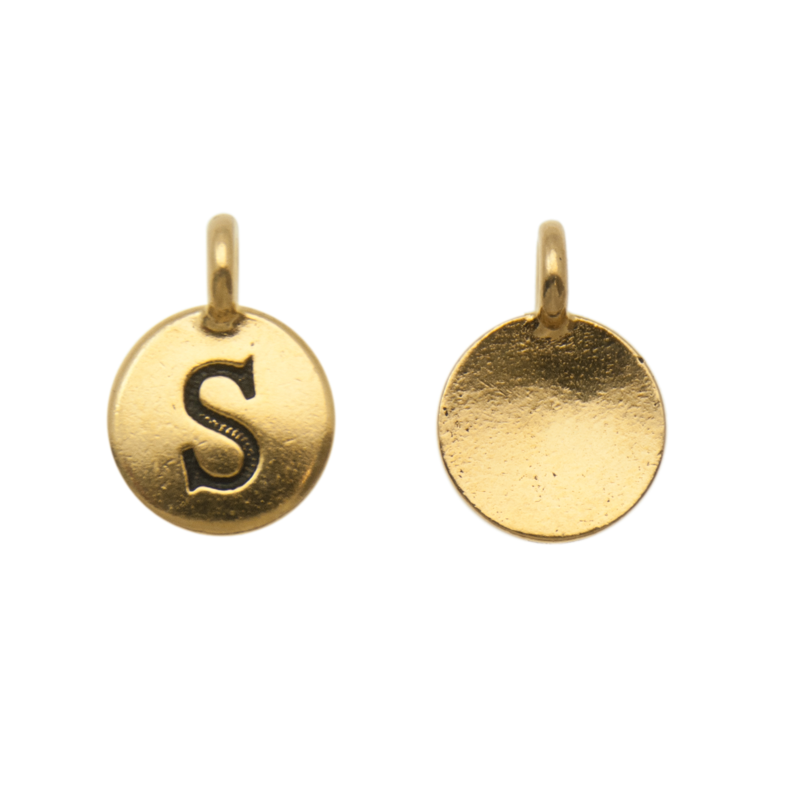 antique gold plated alphabet charm letter s | 1pc