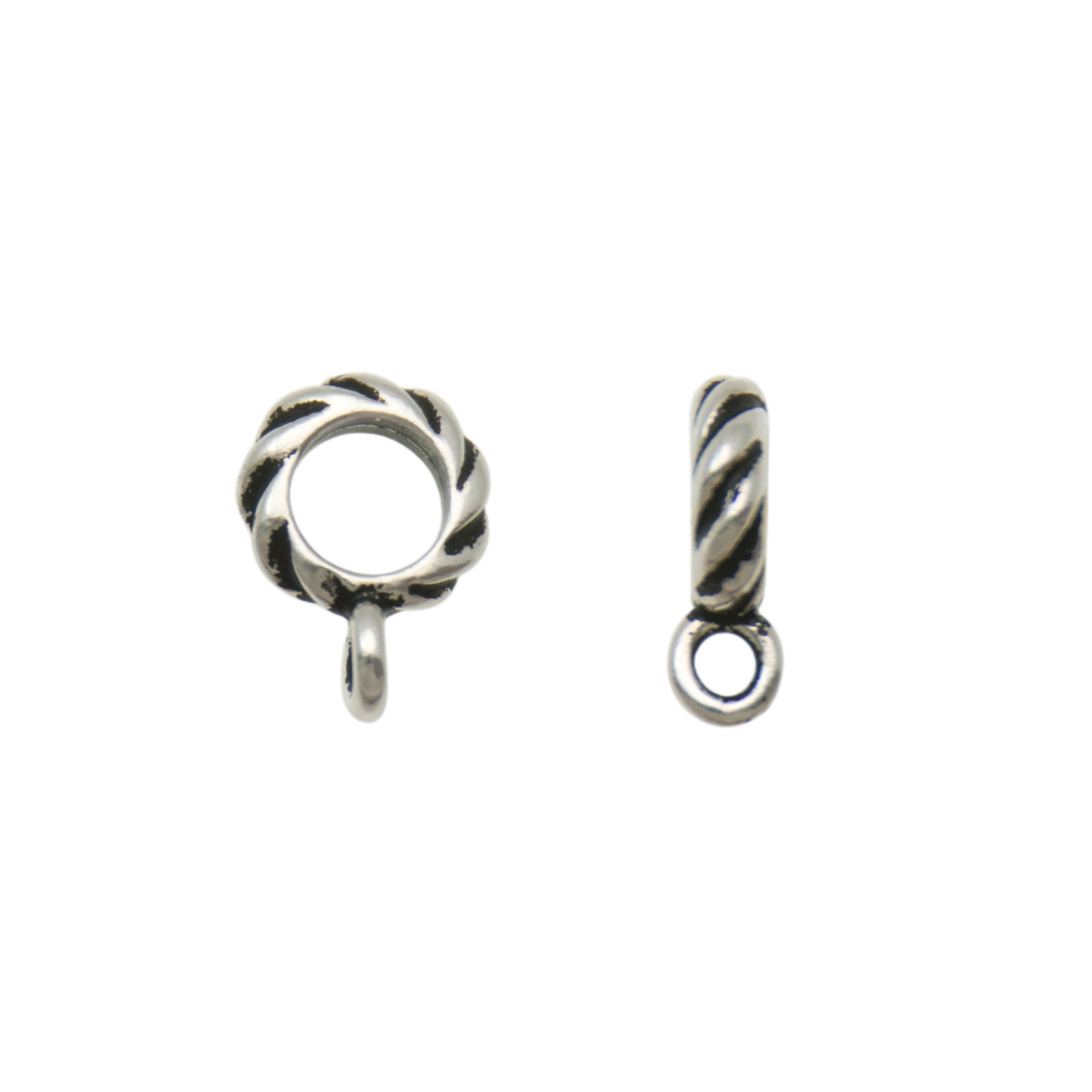 antique silver plated twist round bail 10x4mm | 1pc