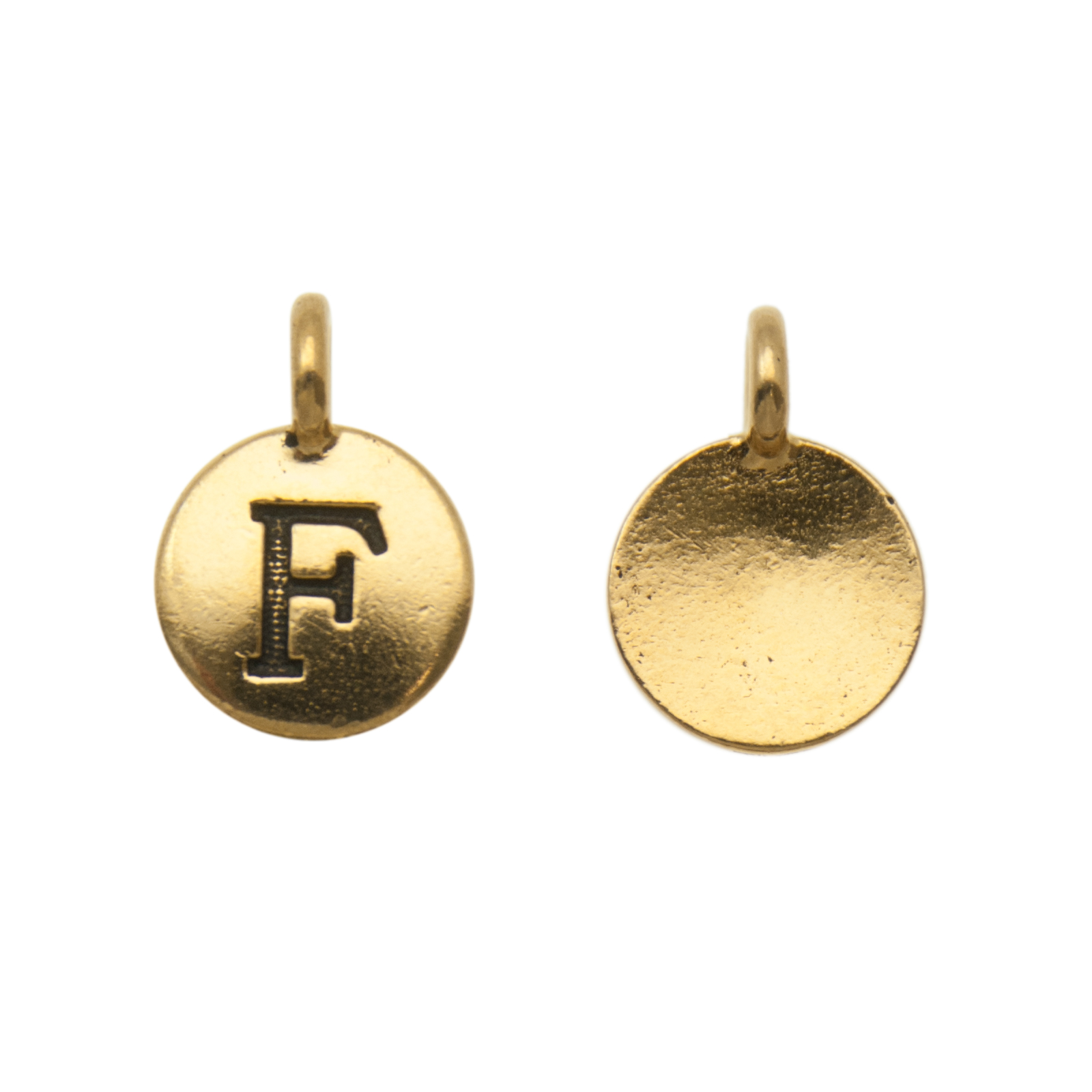 anhänger alphabet buchstabe f antik vergoldet 12mm | 1st