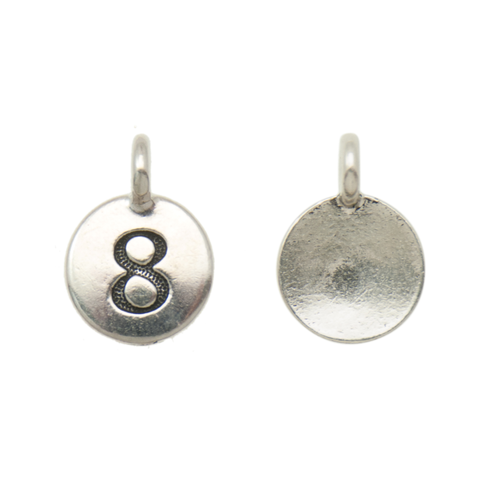 antique silver plated alphabet charm number 8 | 1pc