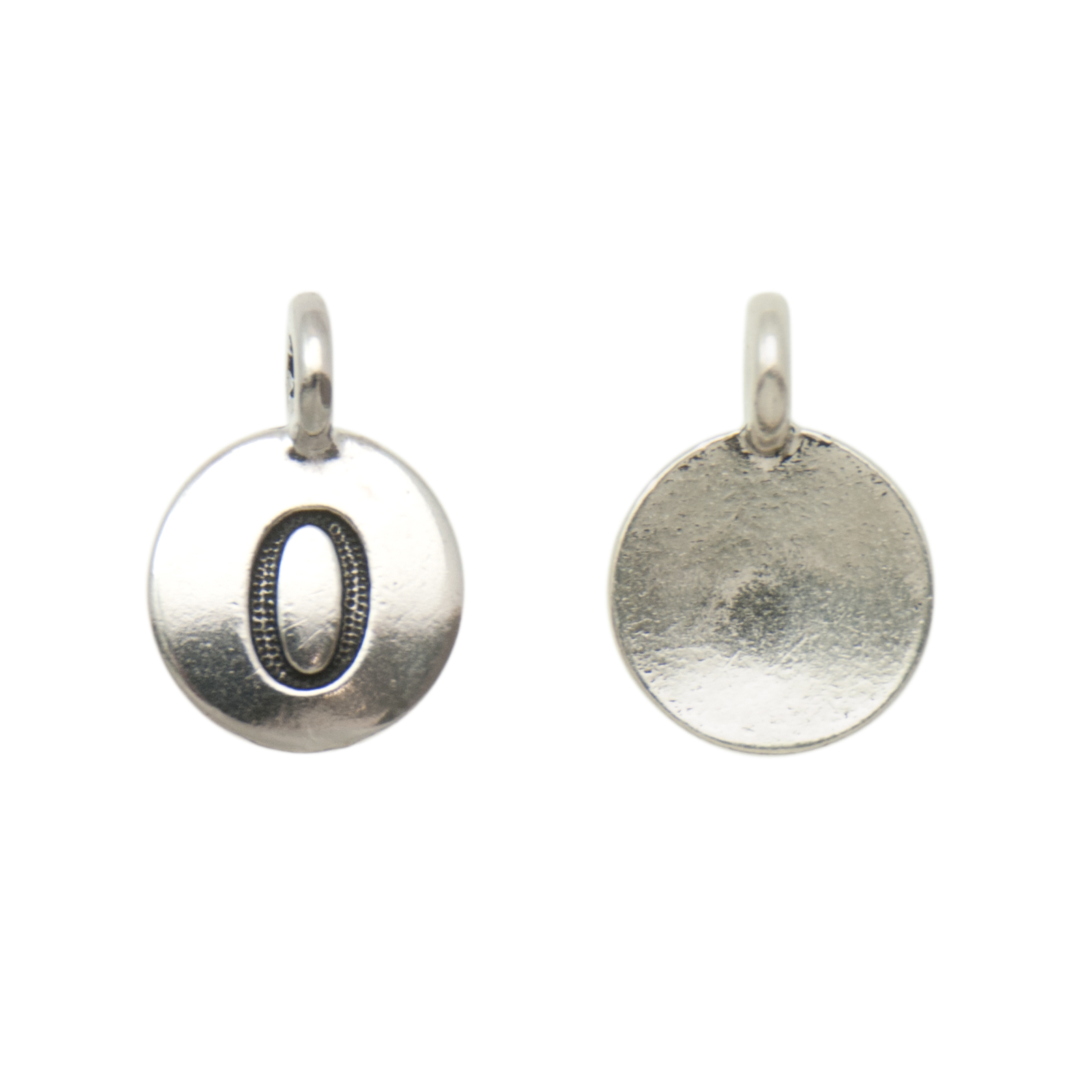 antique silver plated alphabet charm number 0 | 1pc