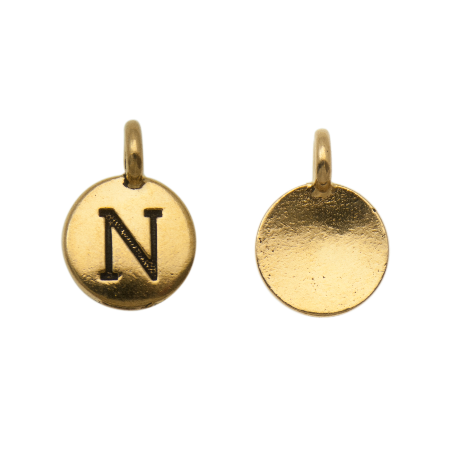 antique gold plated alphabet charm letter n | 1pc