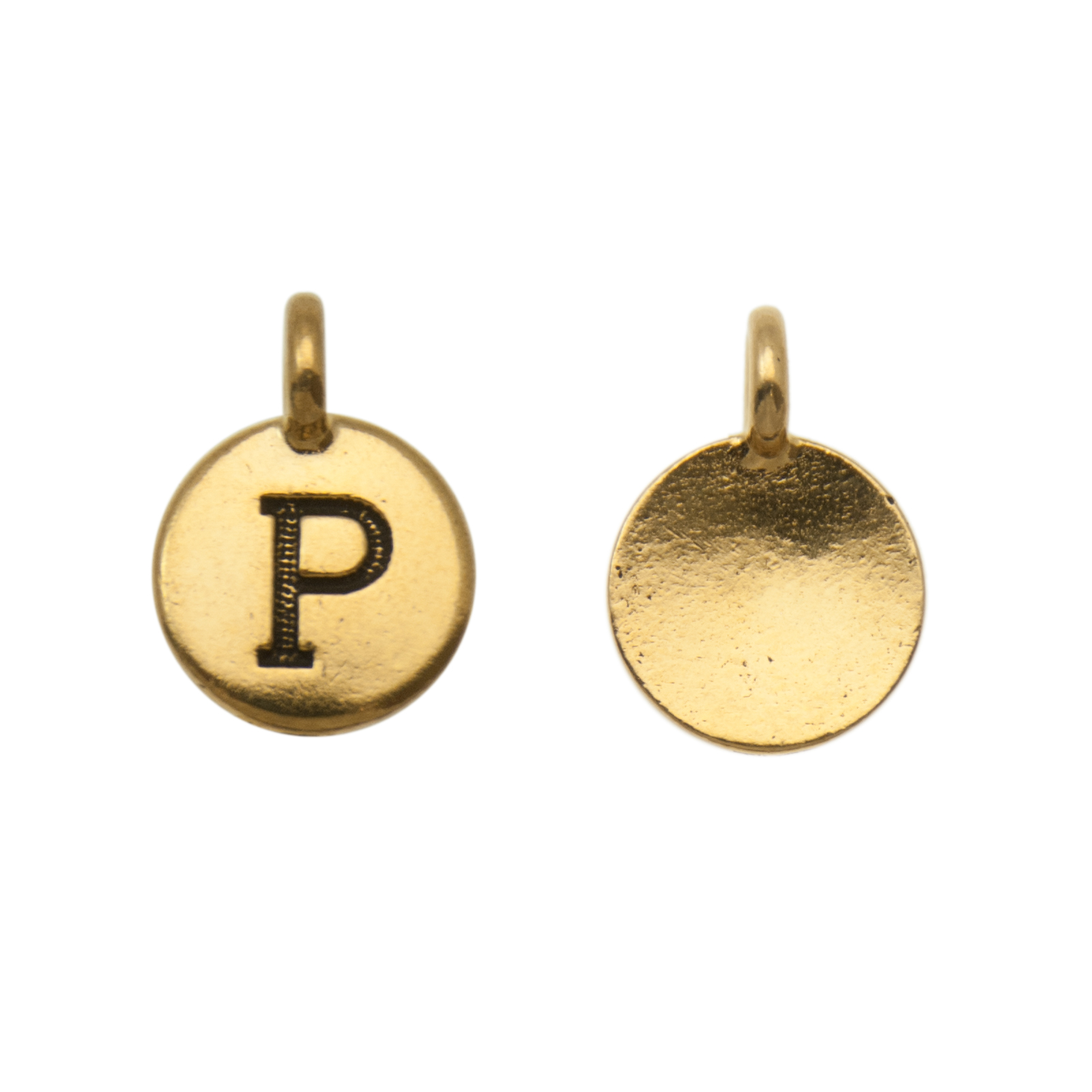 antique gold plated alphabet charm letter p | 1pc