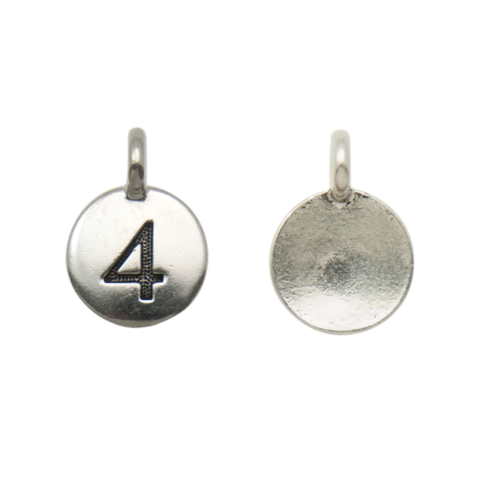 antique silver plated alphabet charm number 4 | 1pc