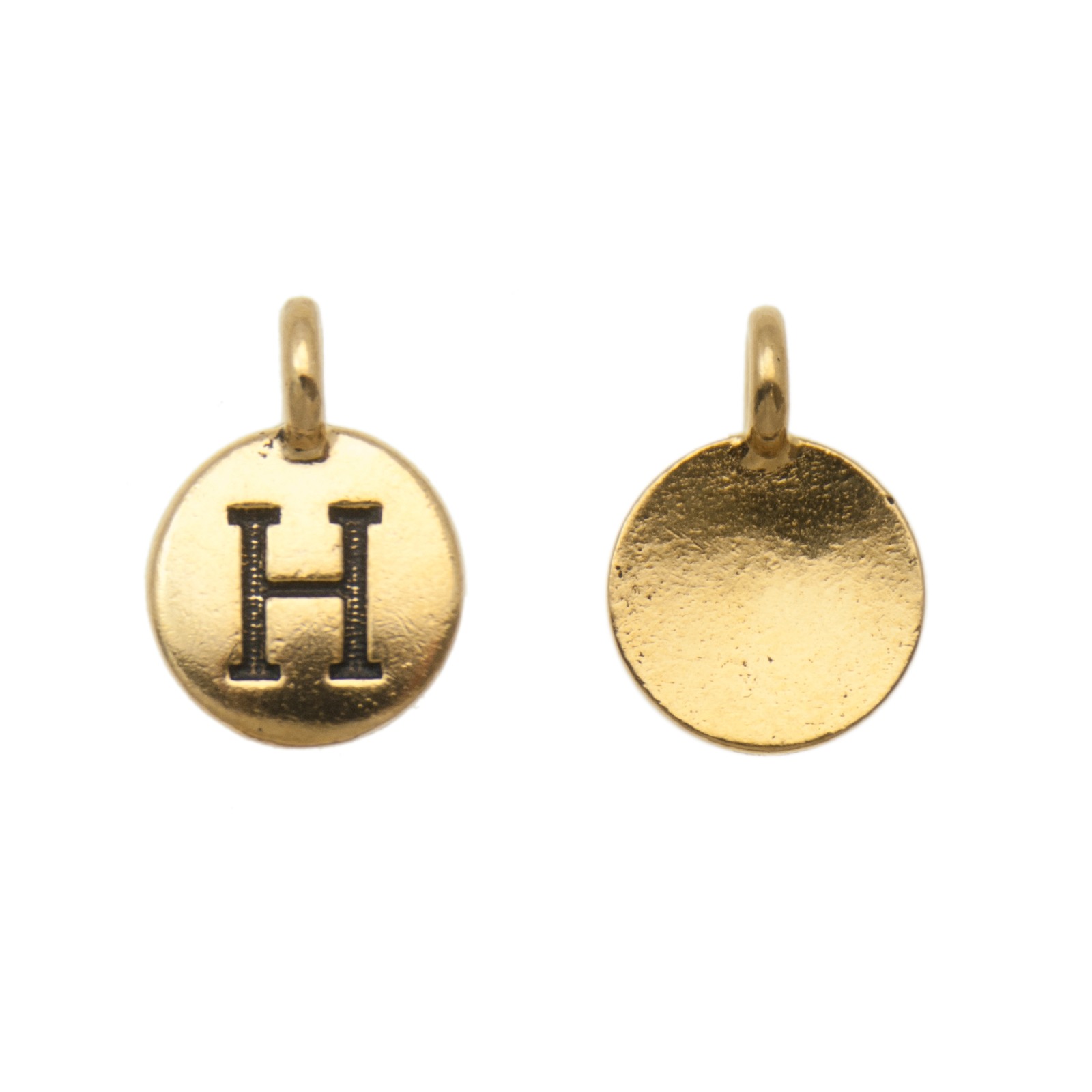 antique gold plated alphabet charm letter h | 1pc