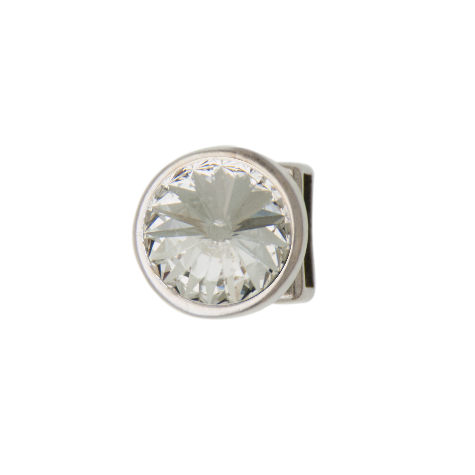 antique silver button clasp with rivoli (1122) 14mm (widht 10x5mm) | 1pc