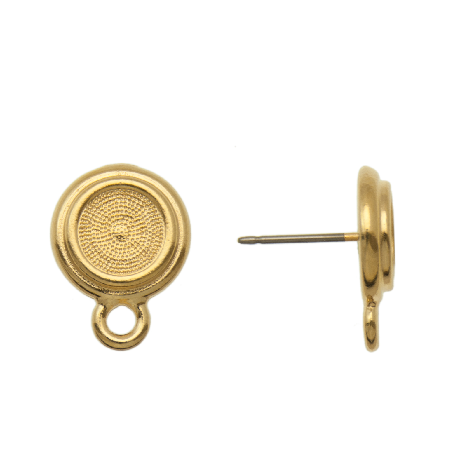 gold plated post earrings with setting 2088 ss34 (7,07mm) 12mm | 2pc