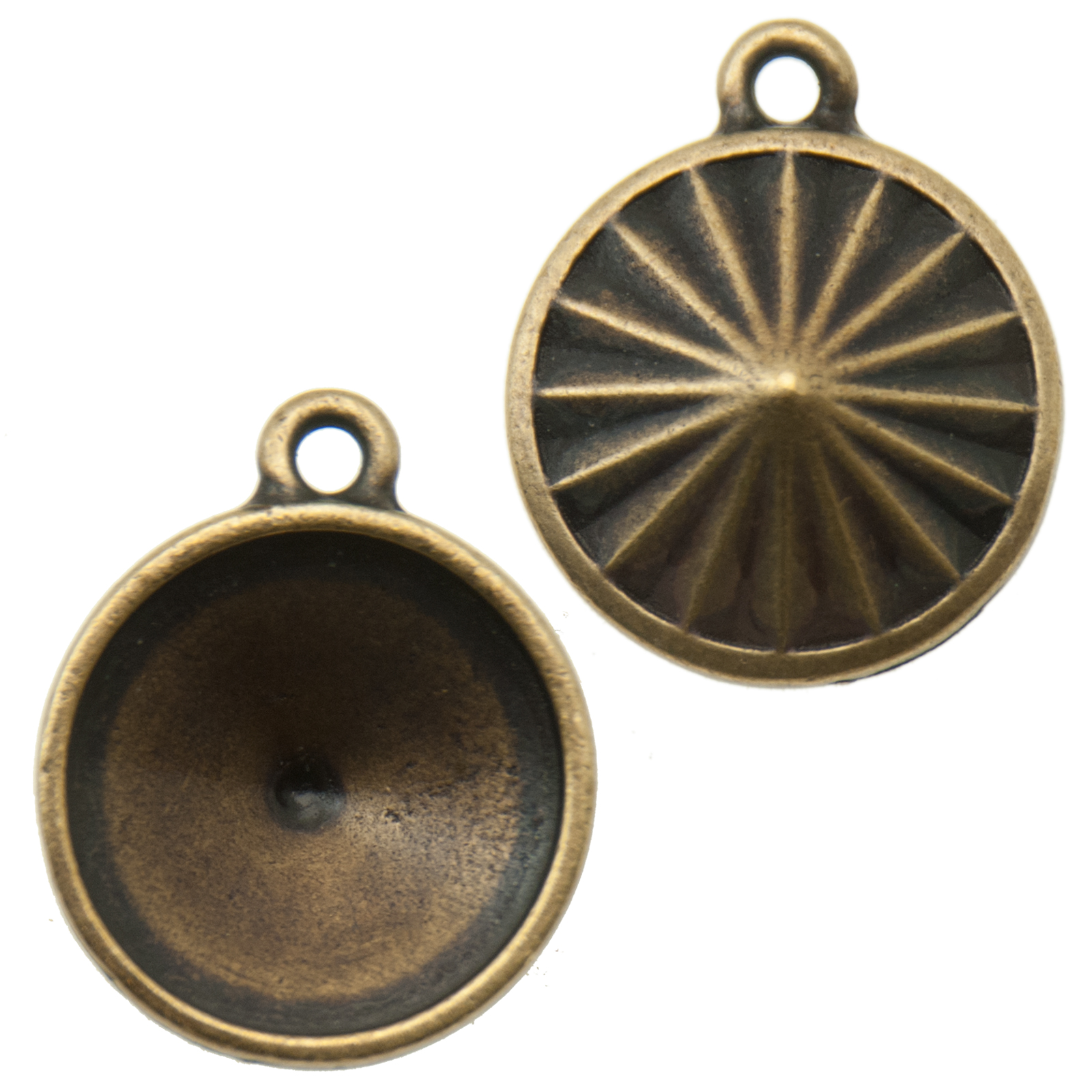 antique brass plated setting rivoli 18mm (1122) 25x21mm | 1pc