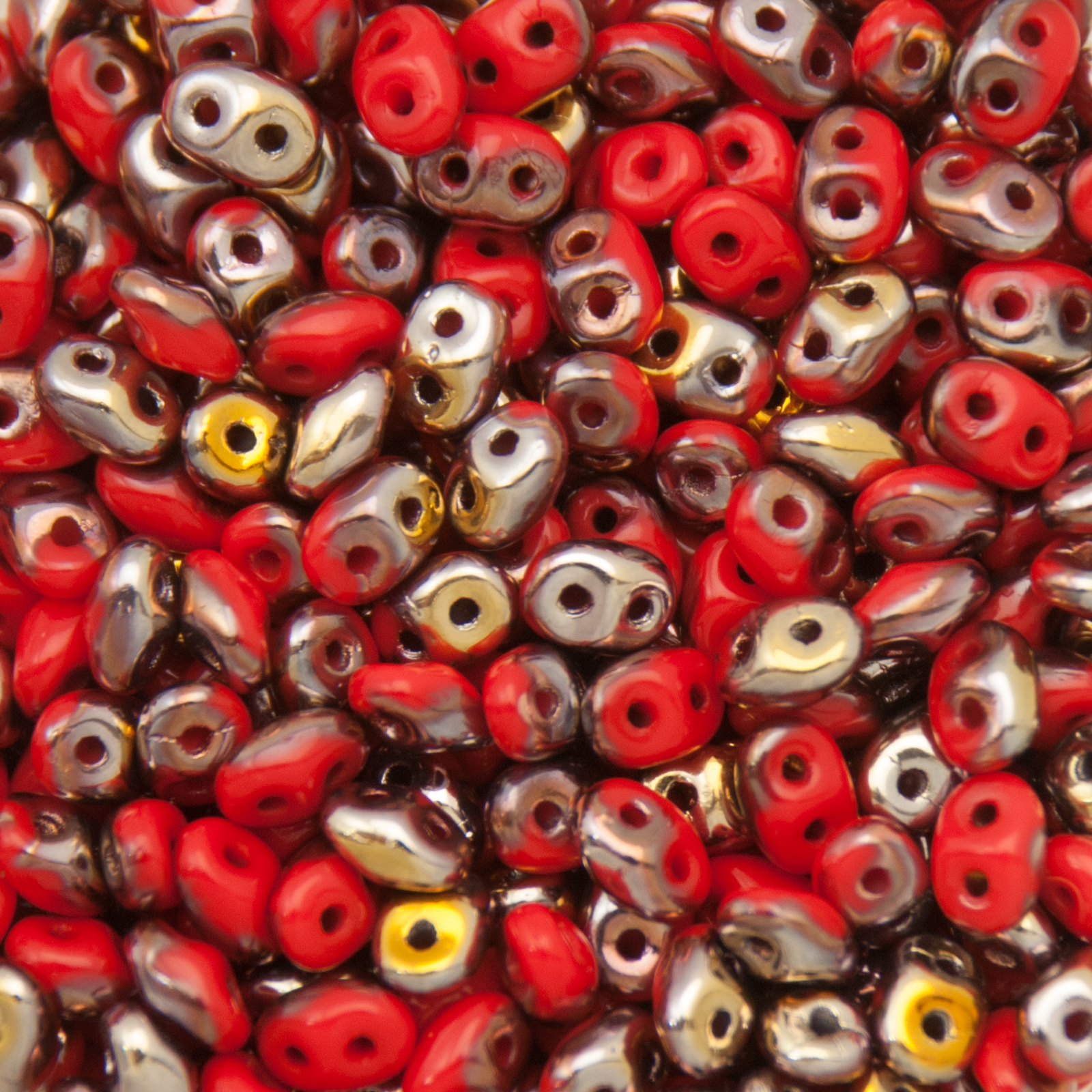 superduo perlen 5x2,5mm opaque red capri gold | 10gr
