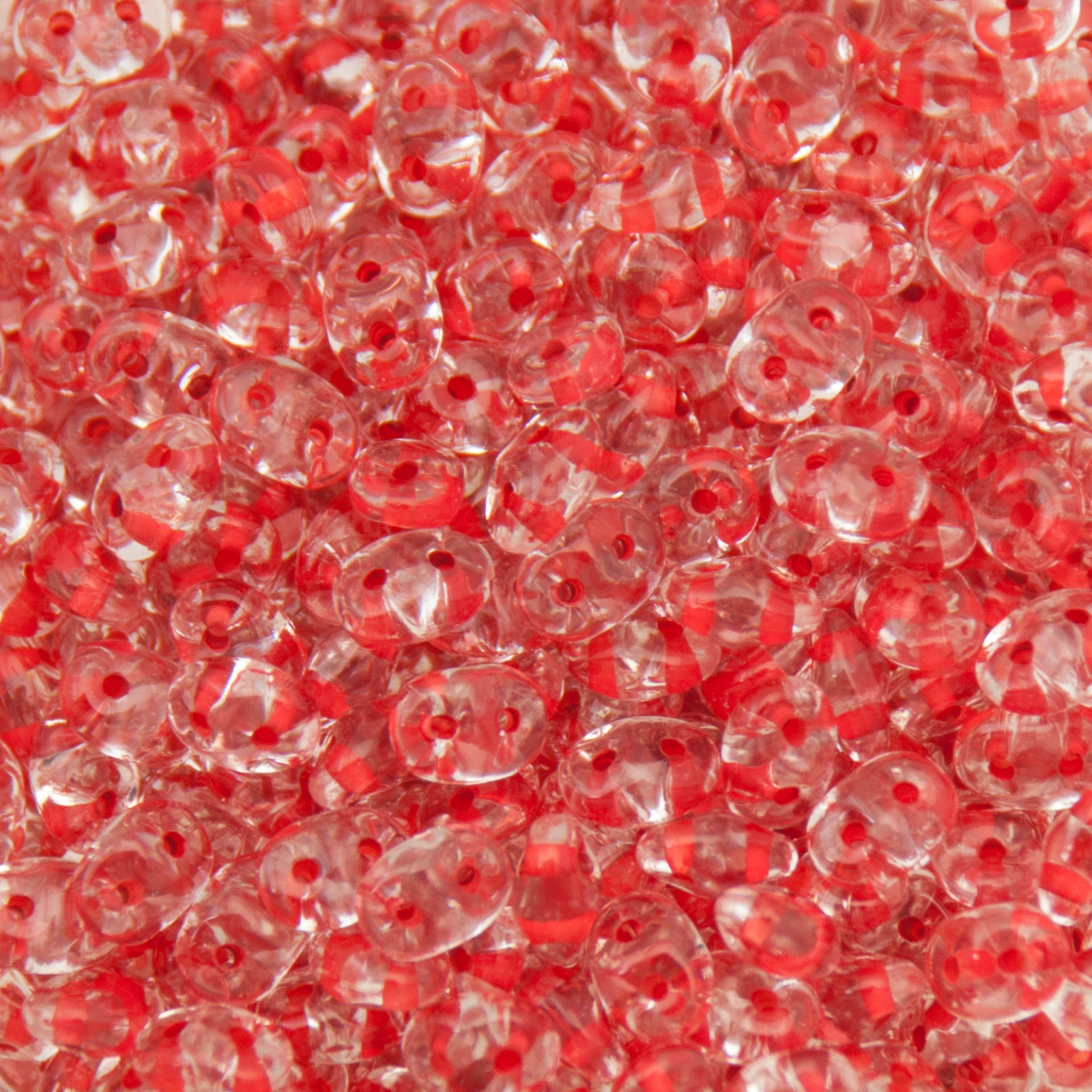 superduo perlen 5x2,5mm color-lined red/crystal | 10gr