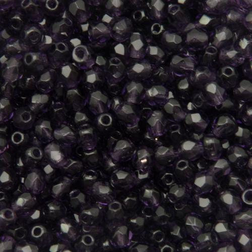 czech fire-polished round beads - tanzanite 3mm | 50pc