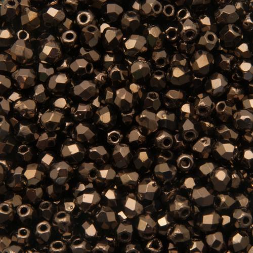 böhmische glasschliffperlen dark bronze 3mm | 50st