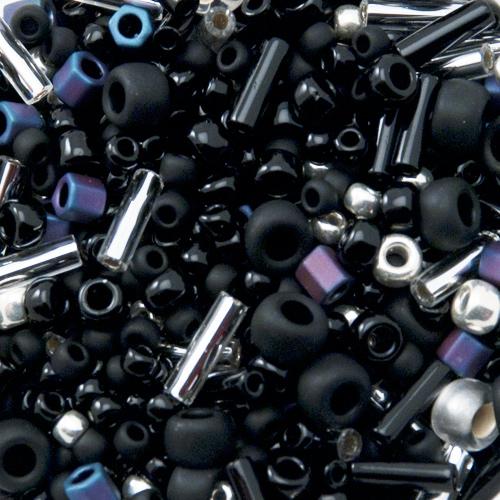 rocailles toho beads mix - yozora-jet/silver (3225) | 10gr