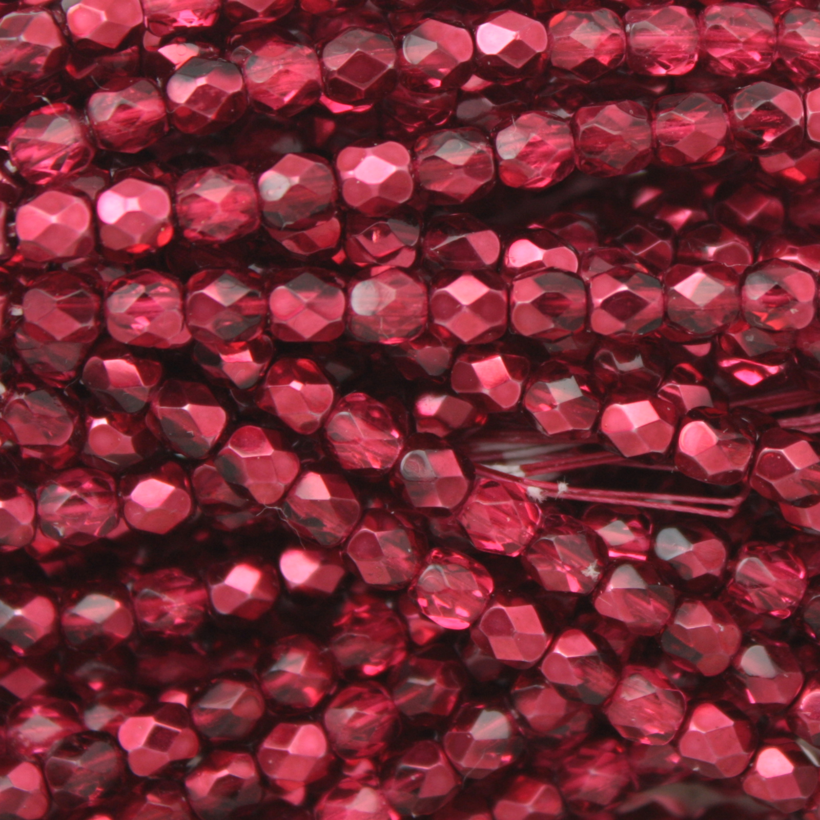 czech fire-polished round beads - crystal pomegranate metallic ice 4mm | 50pc