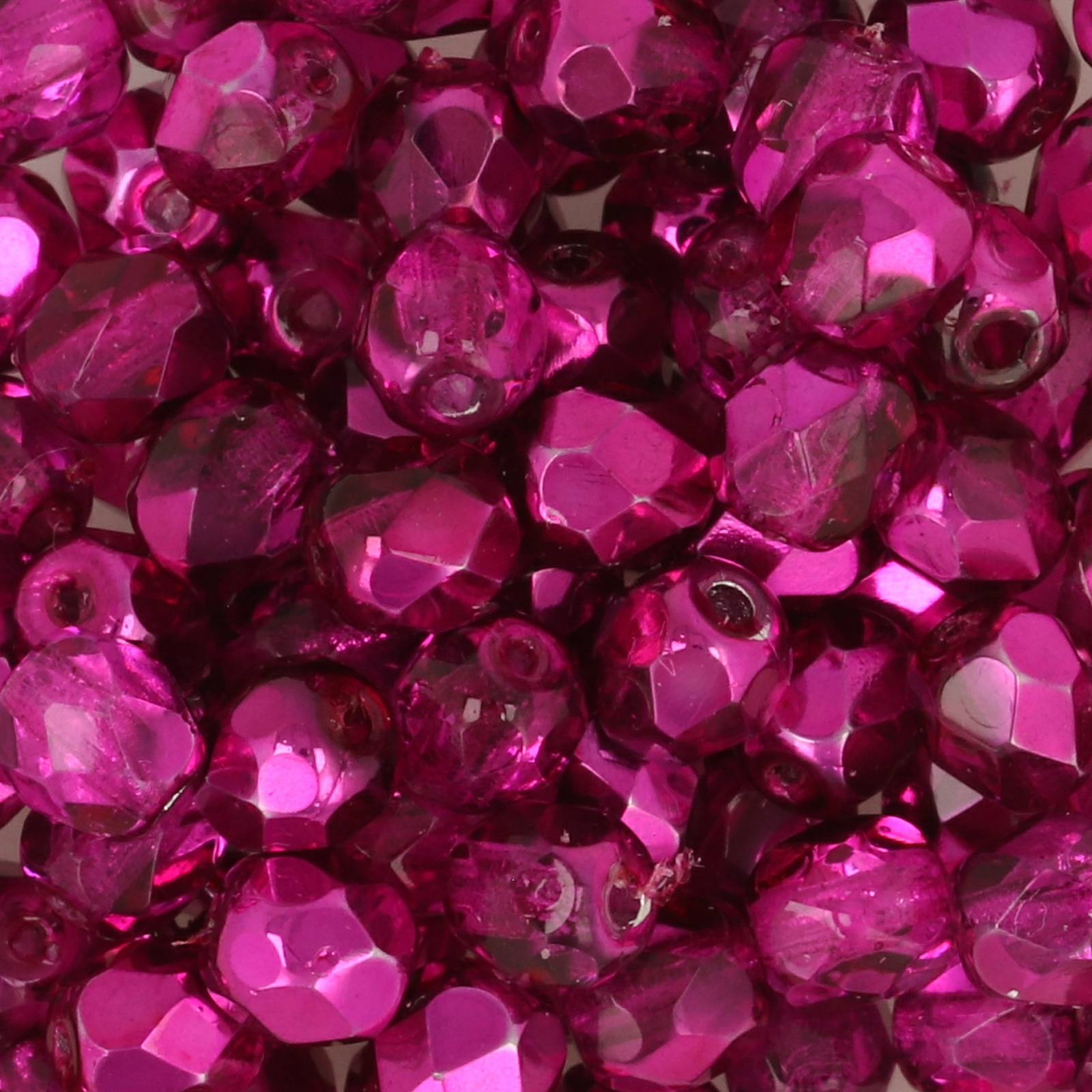 czech fire-polished round beads - crystal hot pink metallic ice 4mm | 50pc