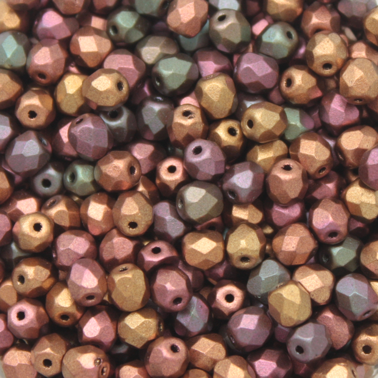 czech fire-polished round beads - crystal violet rainbow 4mm | 50pc