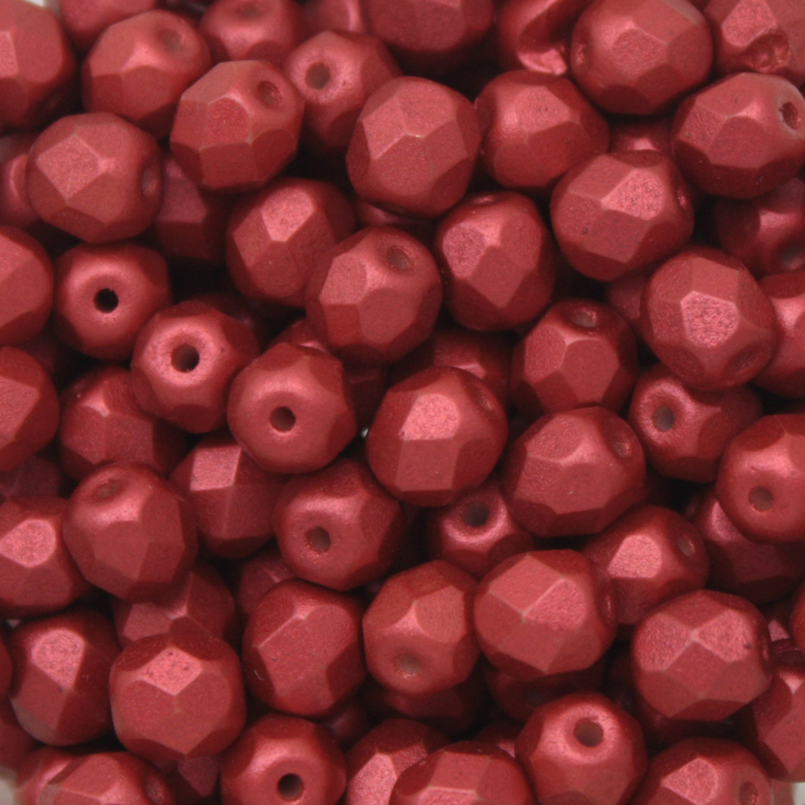 czech fire-polished round beads - metallic lava red 6mm | 25pc