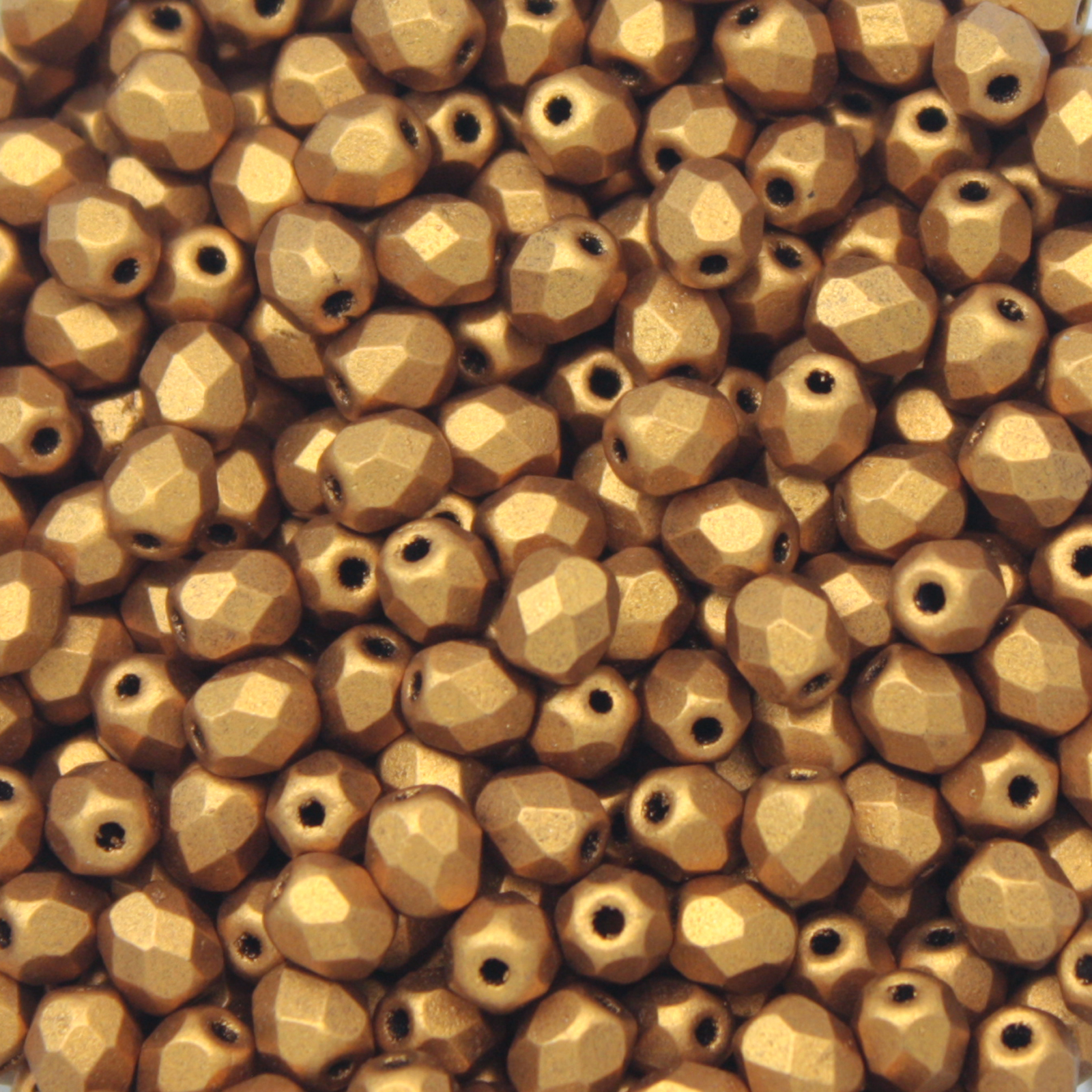 czech fire-polished round beads - brass gold 4mm | 50pc