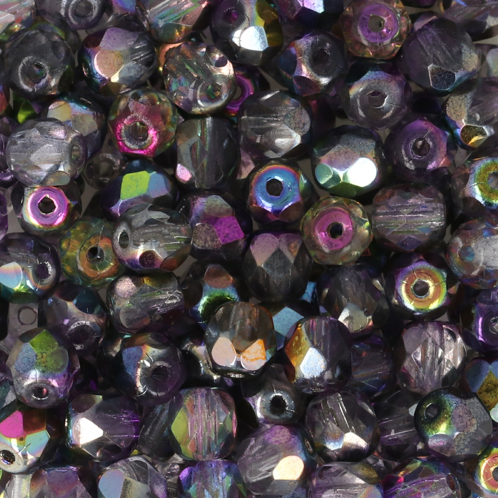 czech fire-polished round beads - magic line purple 4mm | 50pc