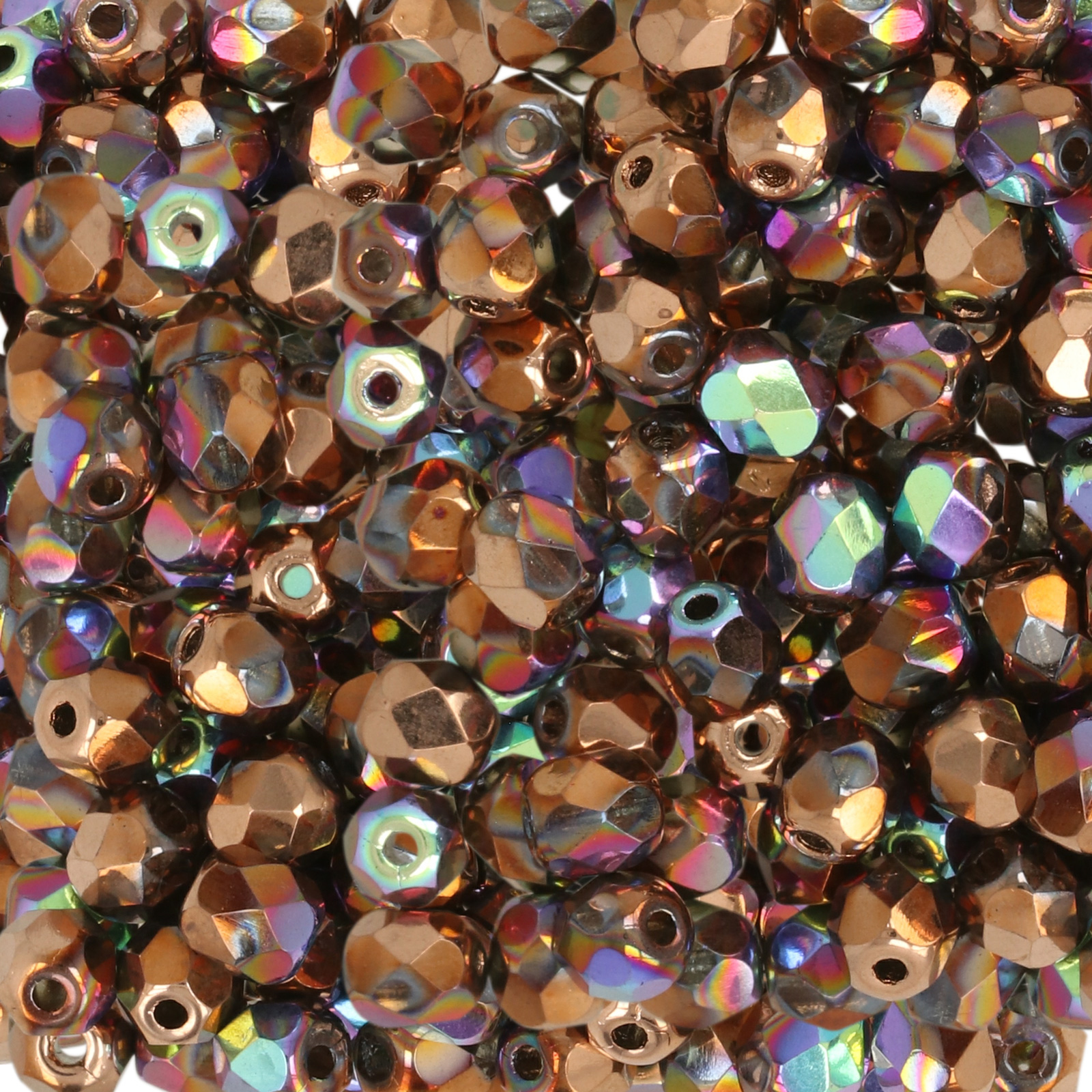 böhmische glasschliffperlen crystal glittery bronze 4mm | 50st