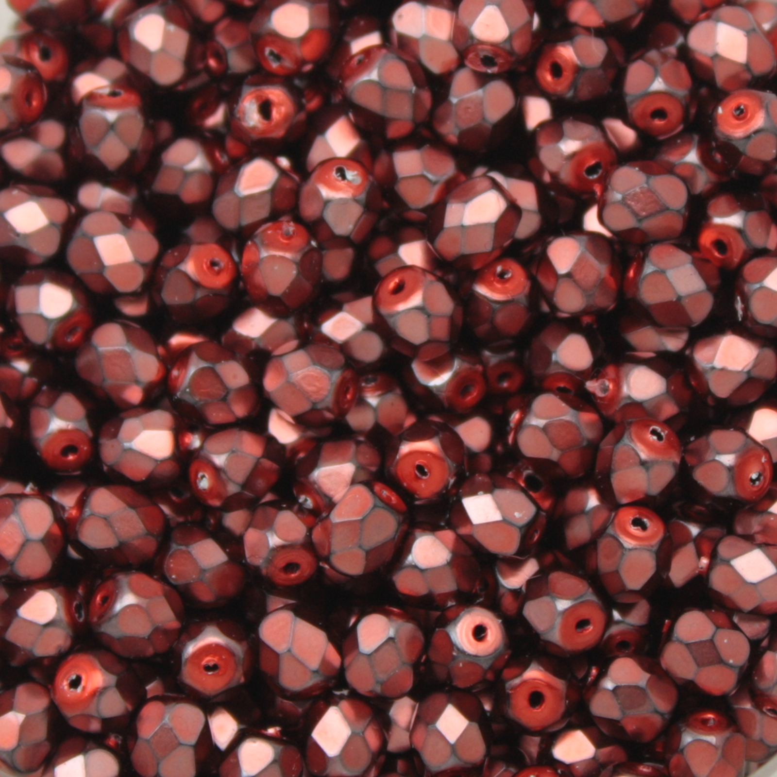 czech fire-polished round beads - heavy metal salmon 4mm | 50pc