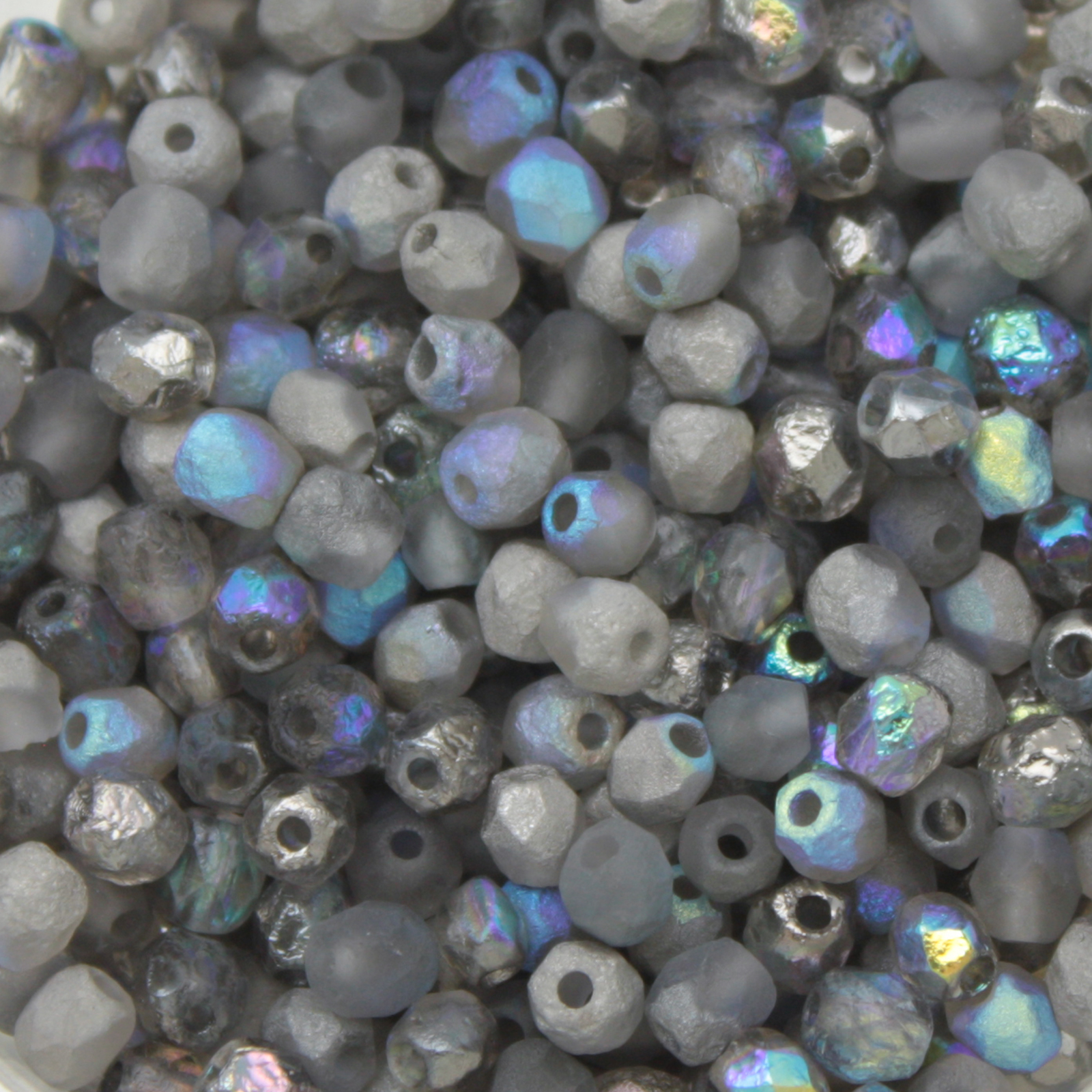 böhmische glasschliffperlen etched crystal graphite rainbow 4mm | 50st