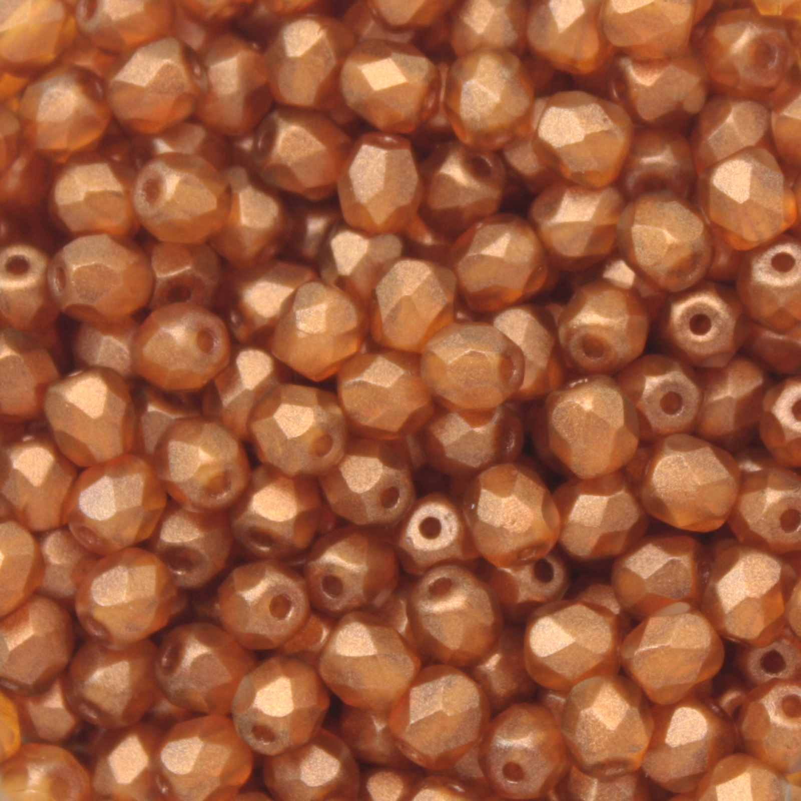 czech fire-polished round beads - halo sandalwood 4mm | 50pc