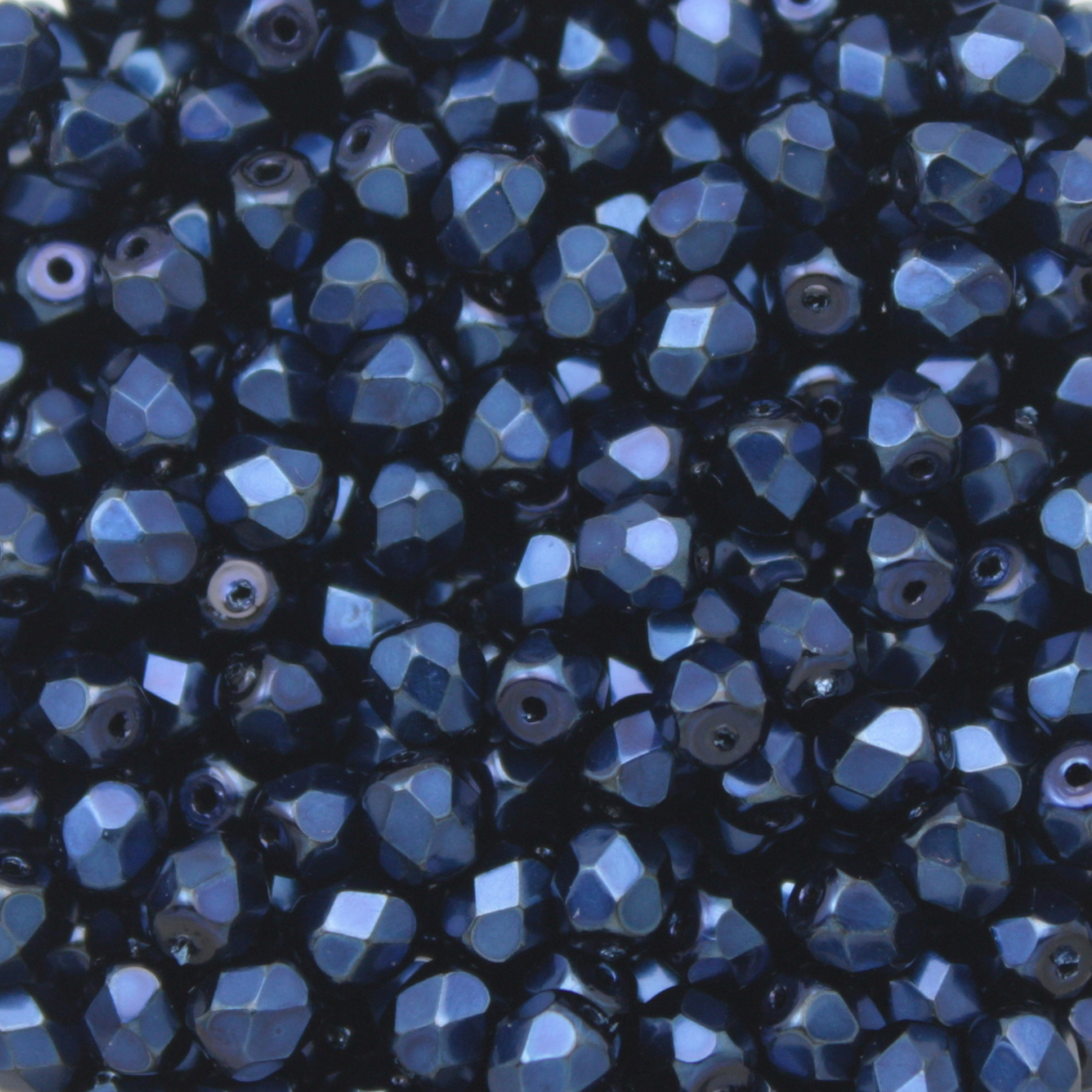czech fire-polished round beads - heavy metal dark blue 4mm | 50pc