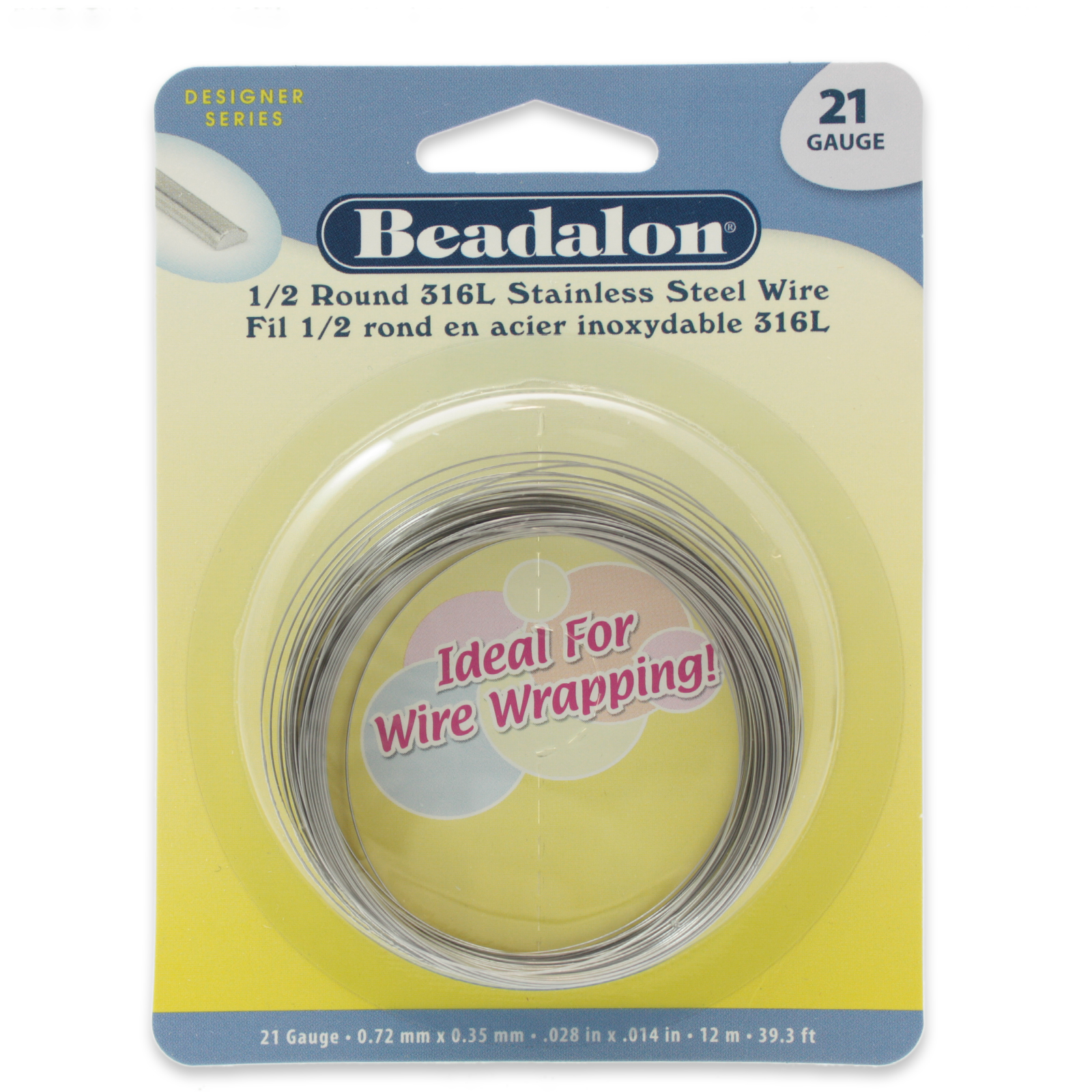 half round 316l stainless steel wire - diameter 0,72mm - 12mt spool | 1pc