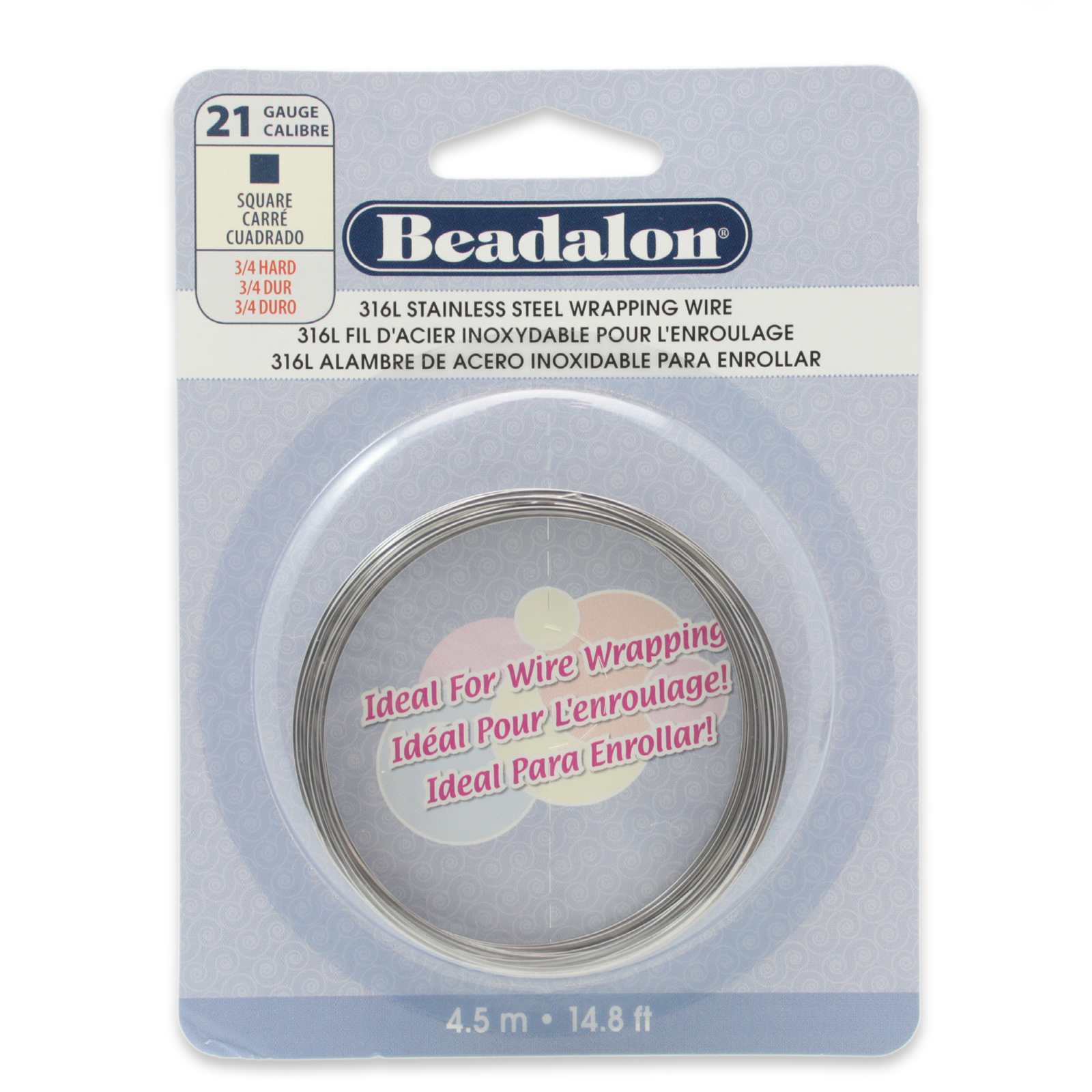 square 316l stainless steel wire - diameter 0,72mm - 4,5mt spool | 1pc