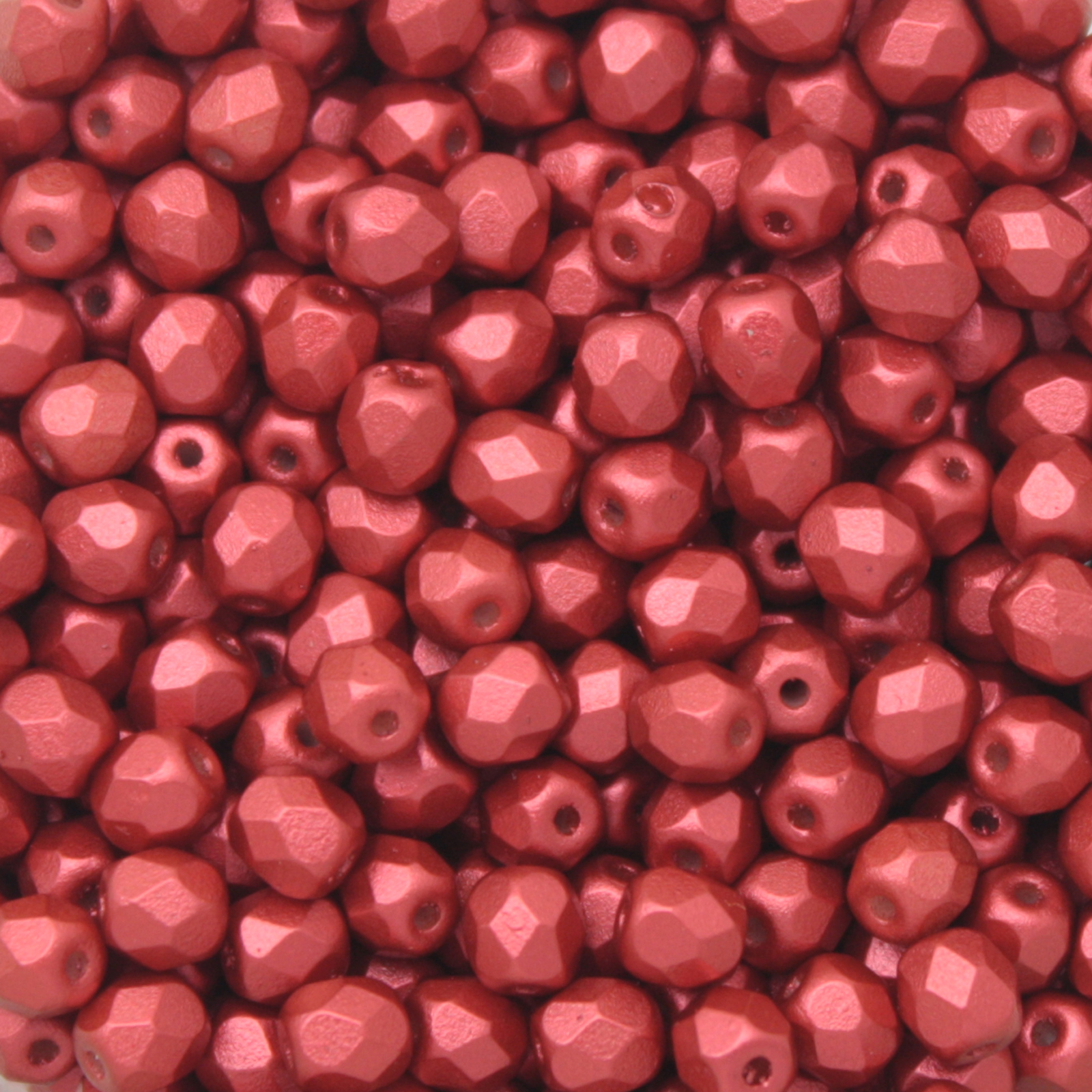 czech fire-polished round beads - metallic lava red 4mm | 50pc