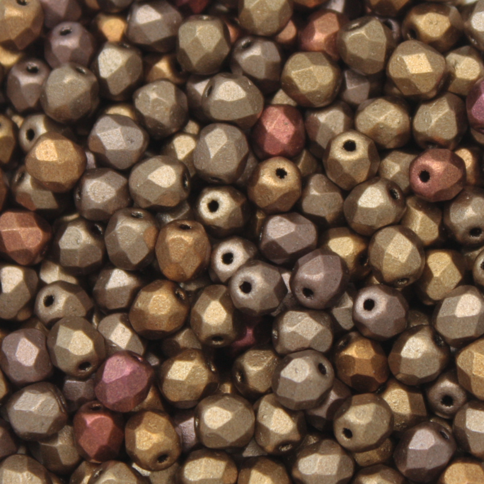 czech fire-polished round beads - metallic mix 4mm | 50pc