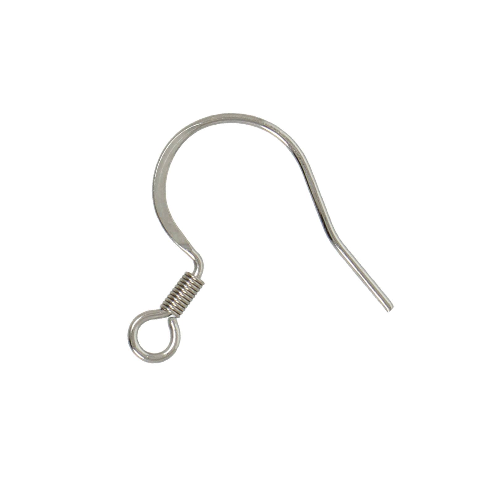 stainless steel flat french earwire with coil 18mm | 40pc