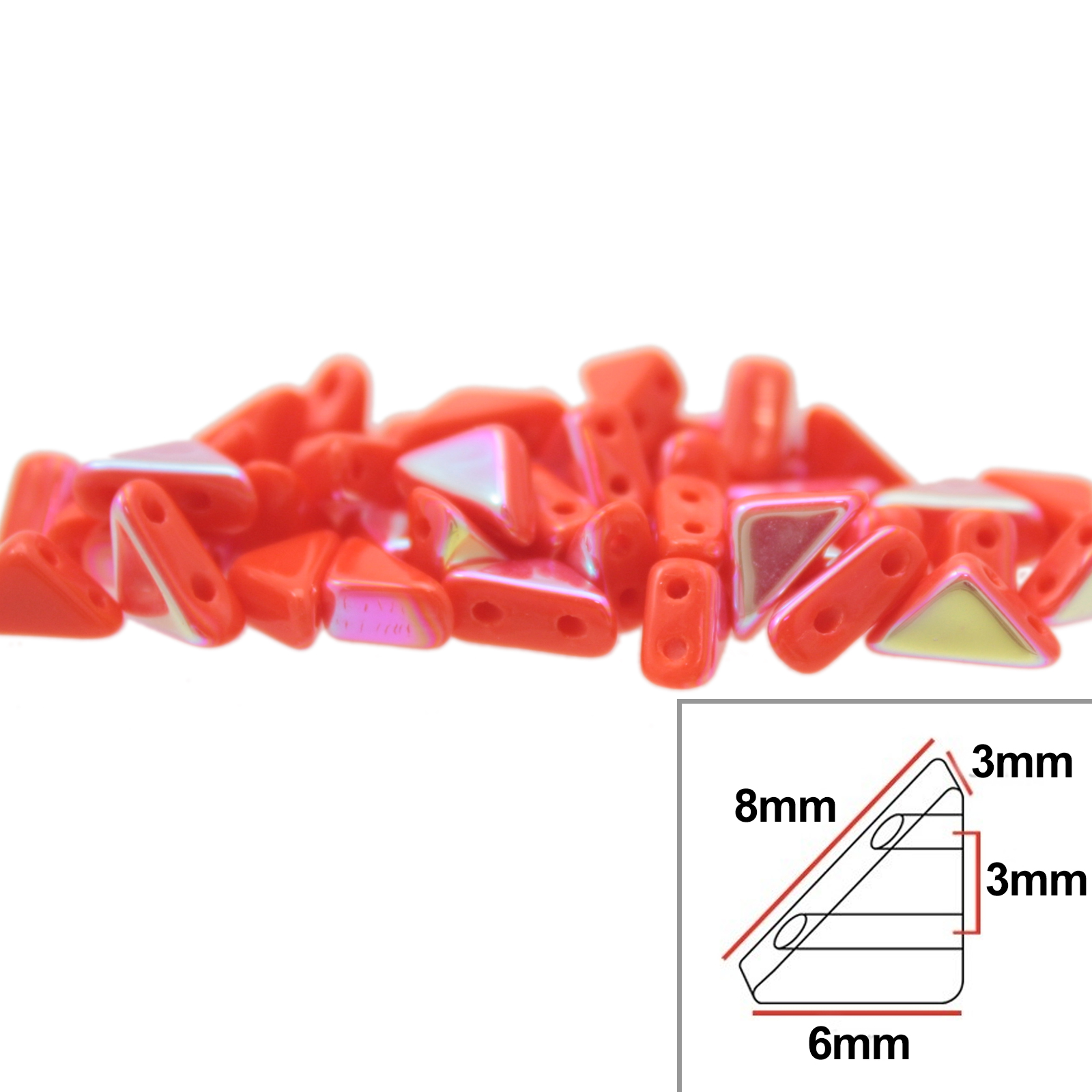 tango glasperlen - coral red ab - 8x6mm | 5gr