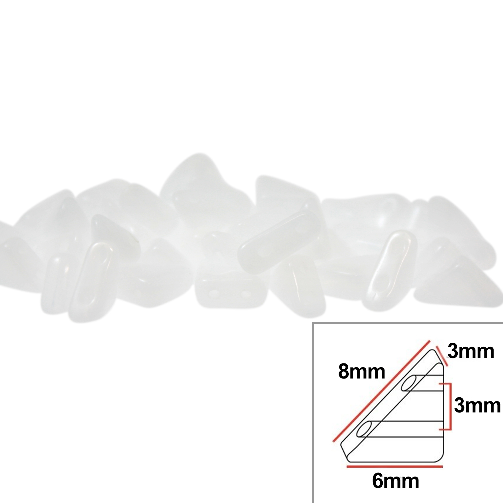tango glasperlen - white alabaster - 8x6mm | 5gr