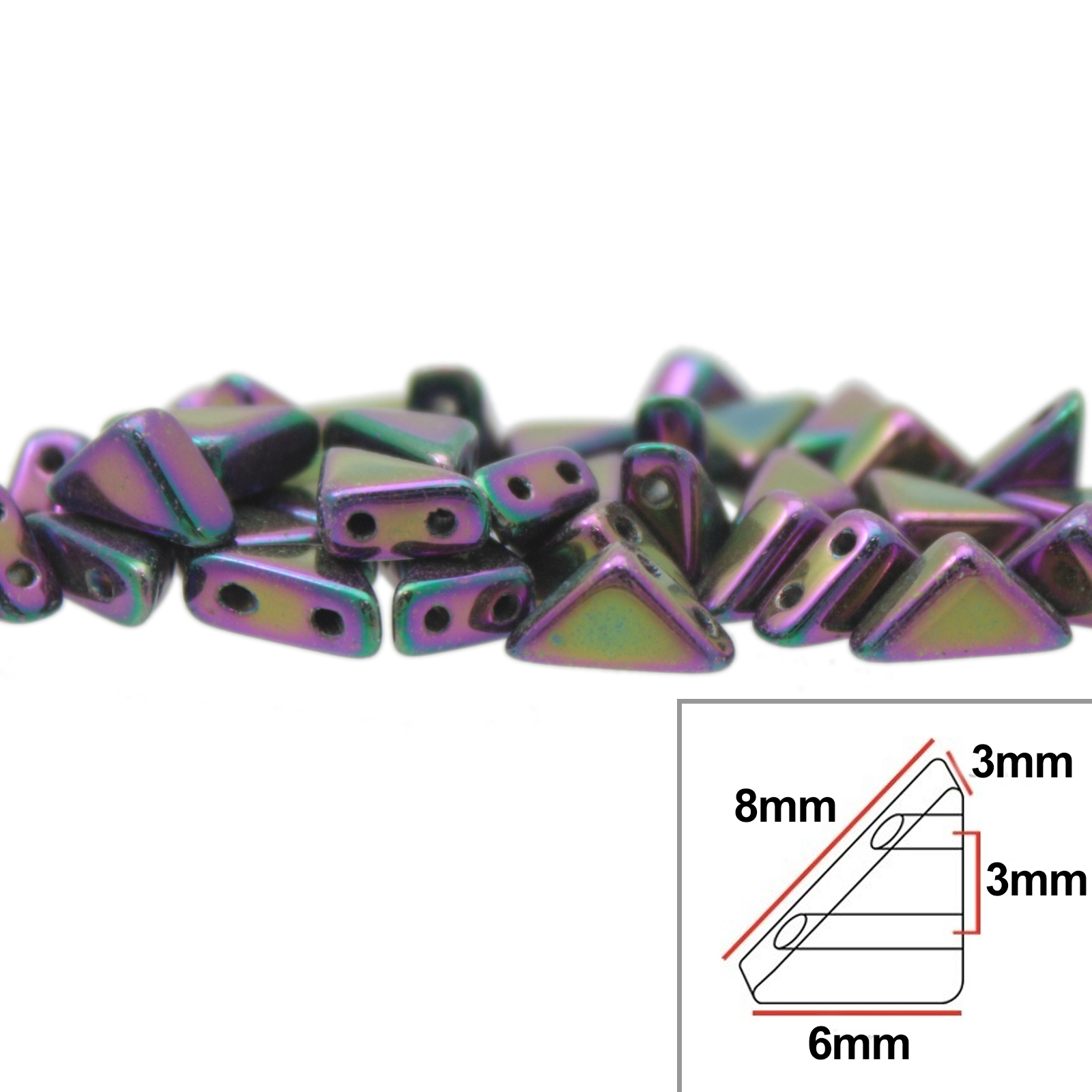 czech glass tango beads - metallic iris purple - 8x6mm | 5gr