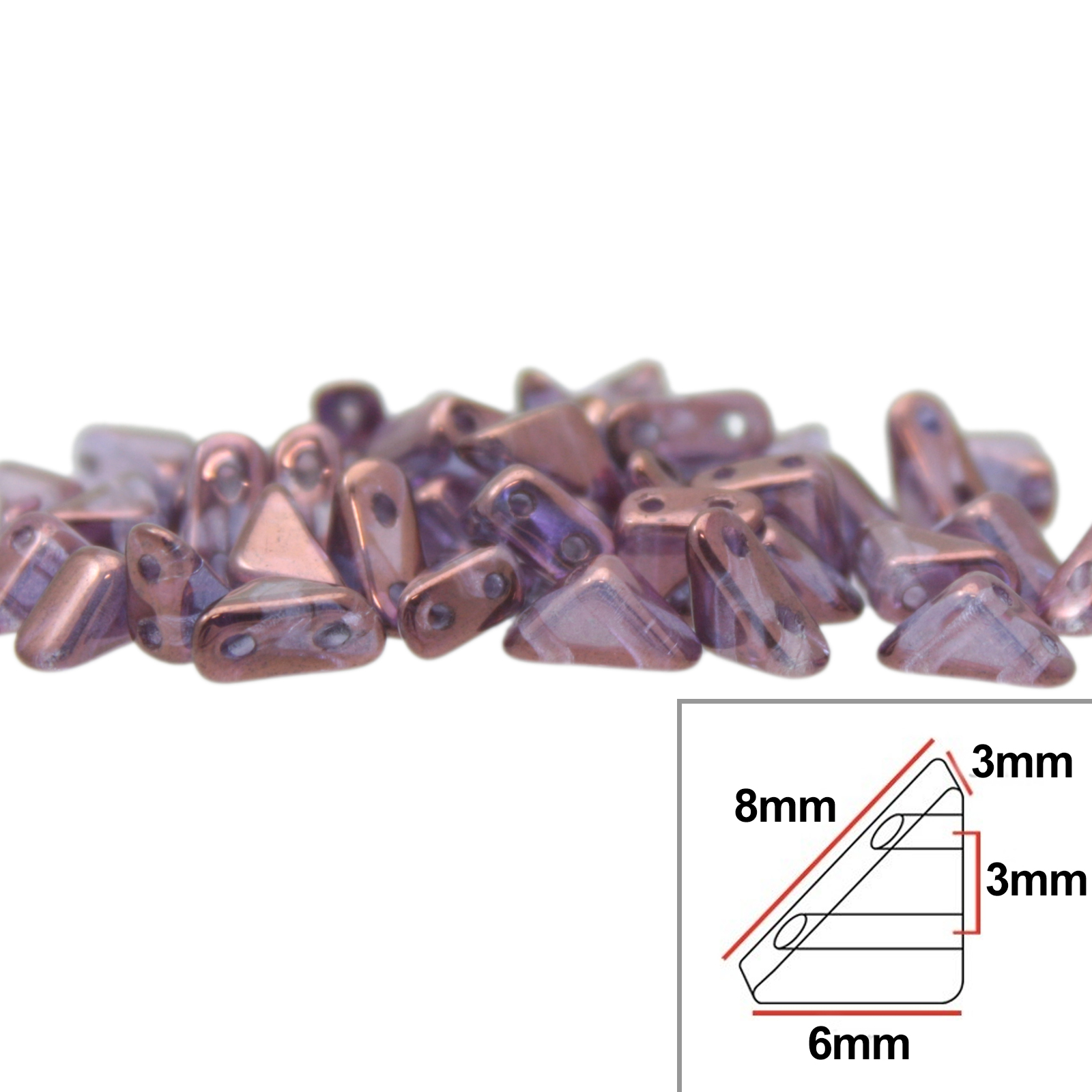 tango glasperlen - luster transparent amethyst - 8x6mm | 5gr