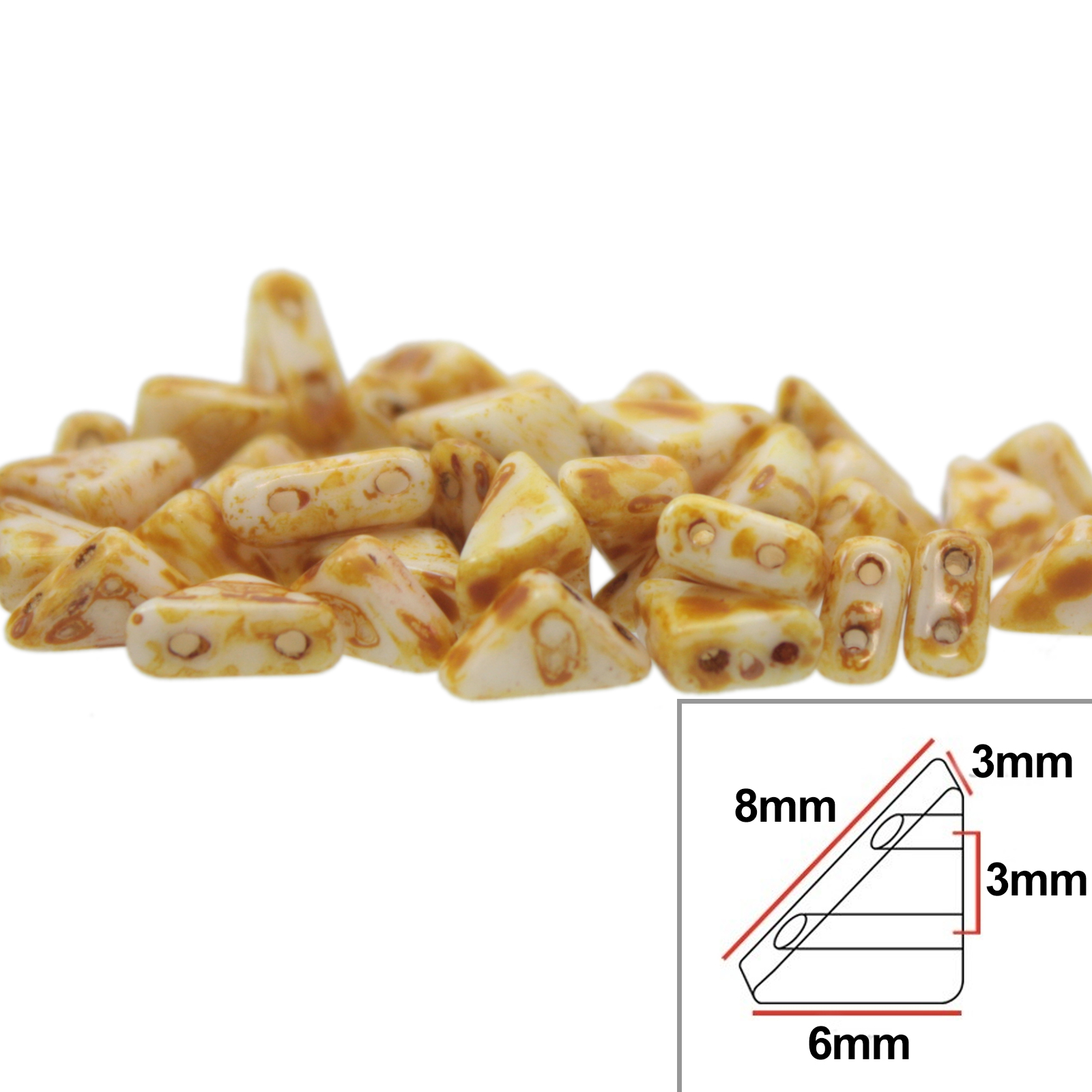 czech glass tango beads - butter pecan - 8x6mm | 5gr