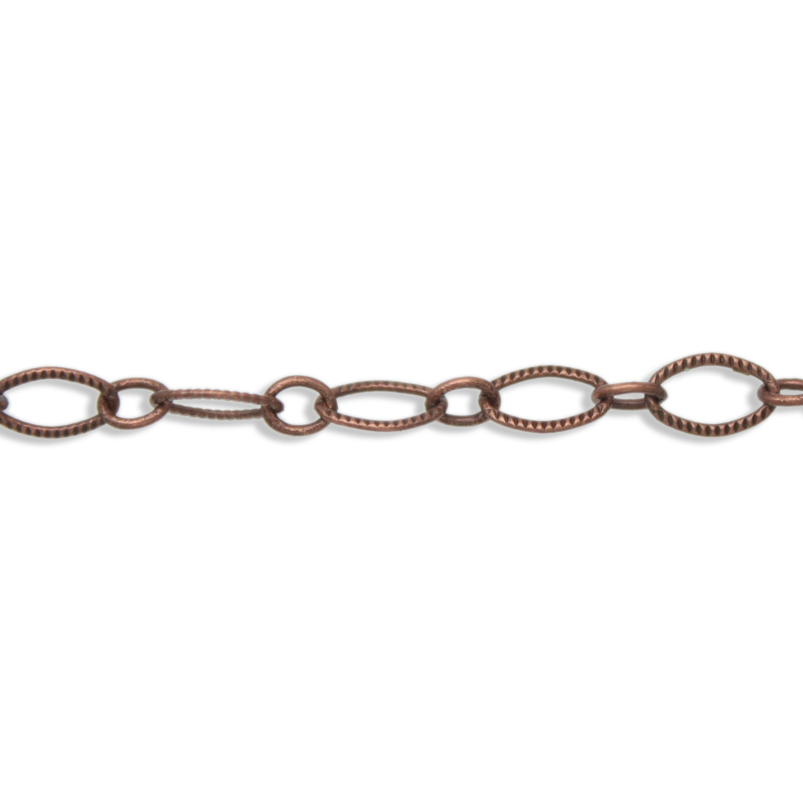 copper oval etched chain 9x6mm + 5x4mm | 1mt