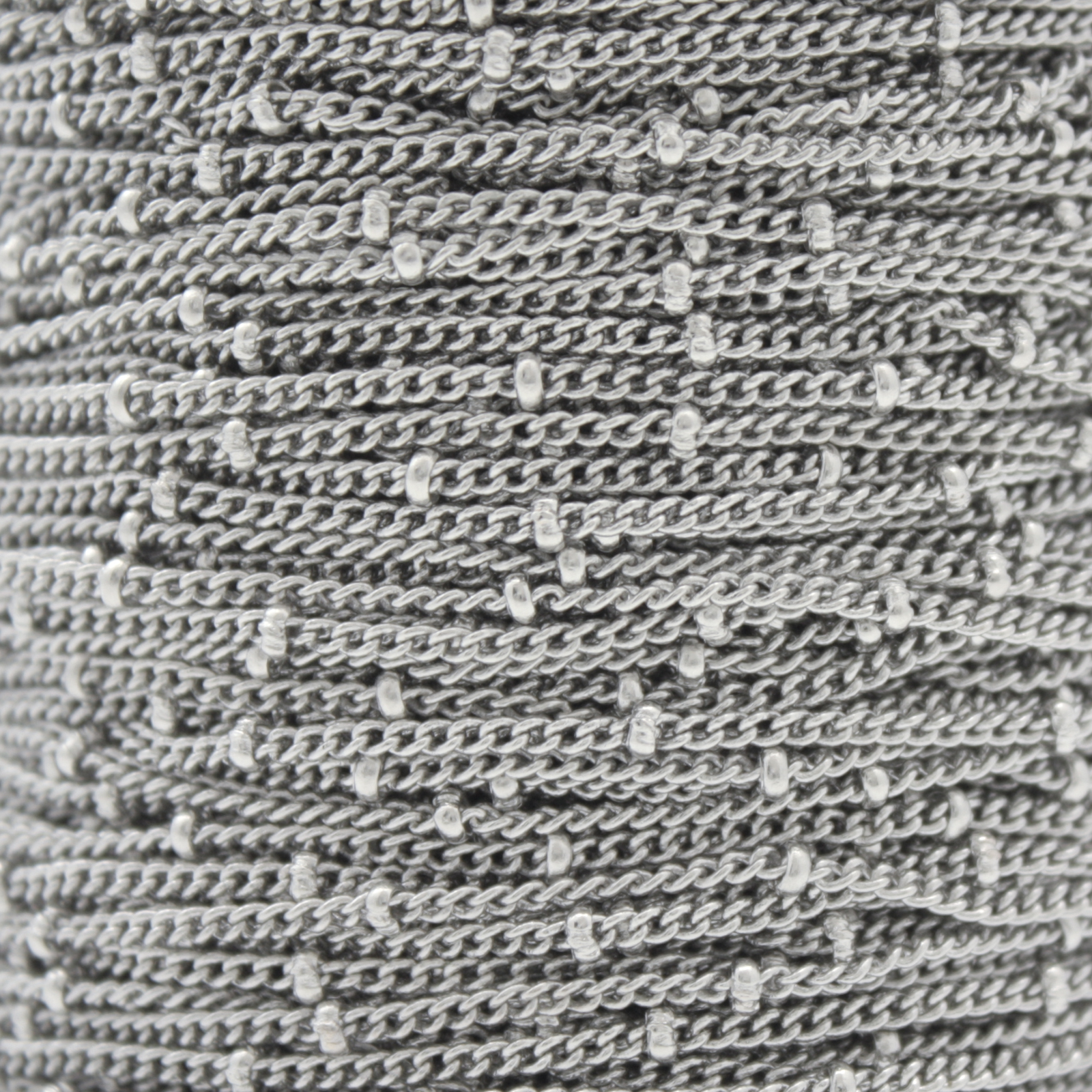 rhodium silver plated groumette chain 1mm with ball | 1mt