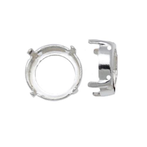 rhodium silver plated sew-on setting for rivoli (1122) 14mm | 4pc