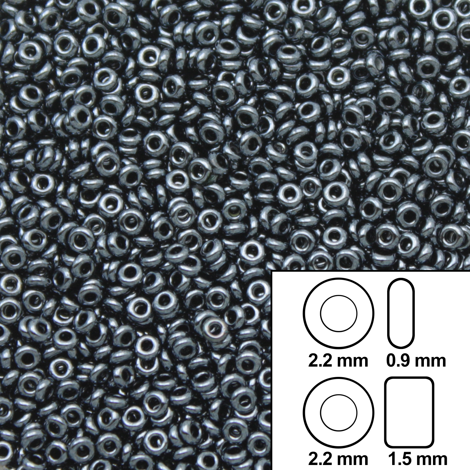 demi round toho seed beads 11/0 - metallic hematite (81) | 10gr