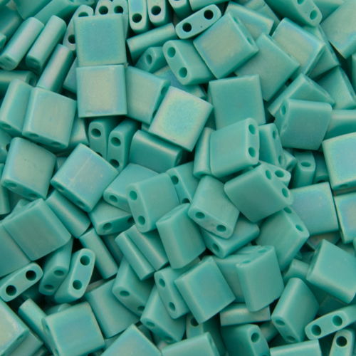 miyuki tila beads - matte opaque turquoise ab 5mm | 5gr