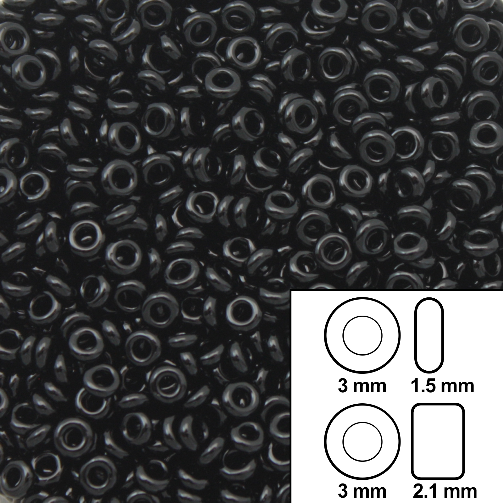 demi round toho seed beads 8/0 - opaque jet (49) | 10gr