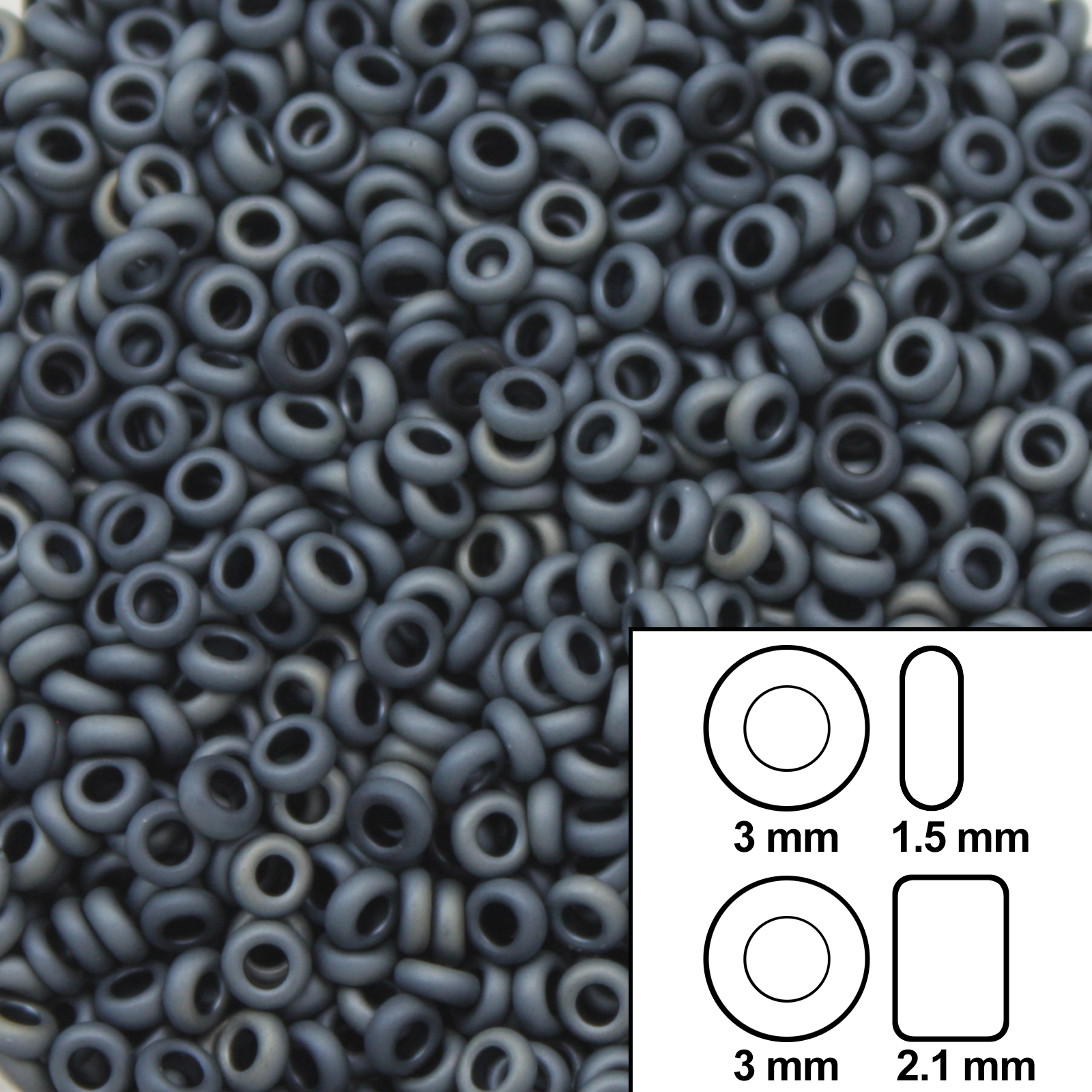 demi round toho seed beads 8/0 - matte color gunmetal (612) | 5gr