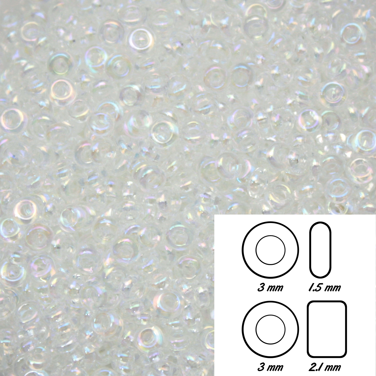 demi round toho 8/0 transparent rainbow crystal (161) | 10gr