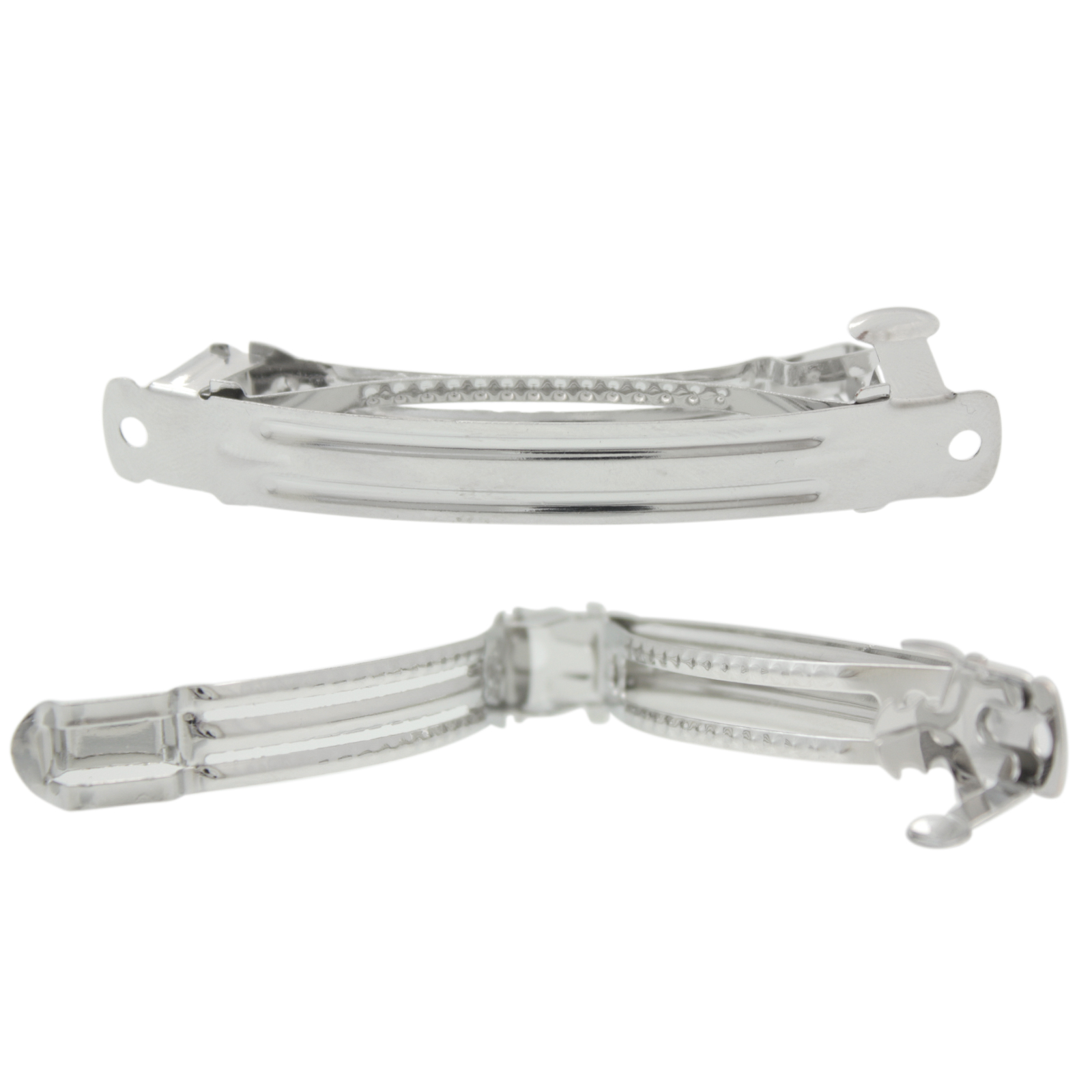 rhodium silver plated hair clip 82x10mm | 1pc